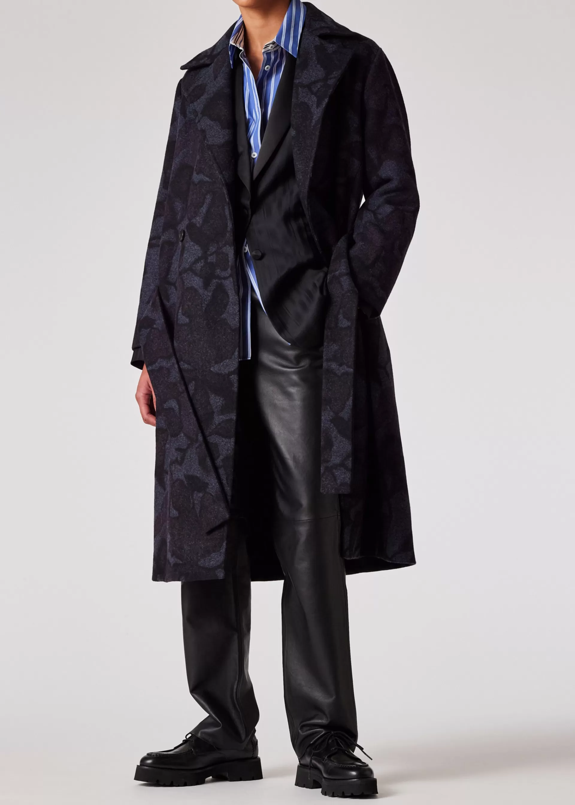 Women's Dark Navy 'Solar Gram' Wool Cocoon Coat>Paul Smith Fashion