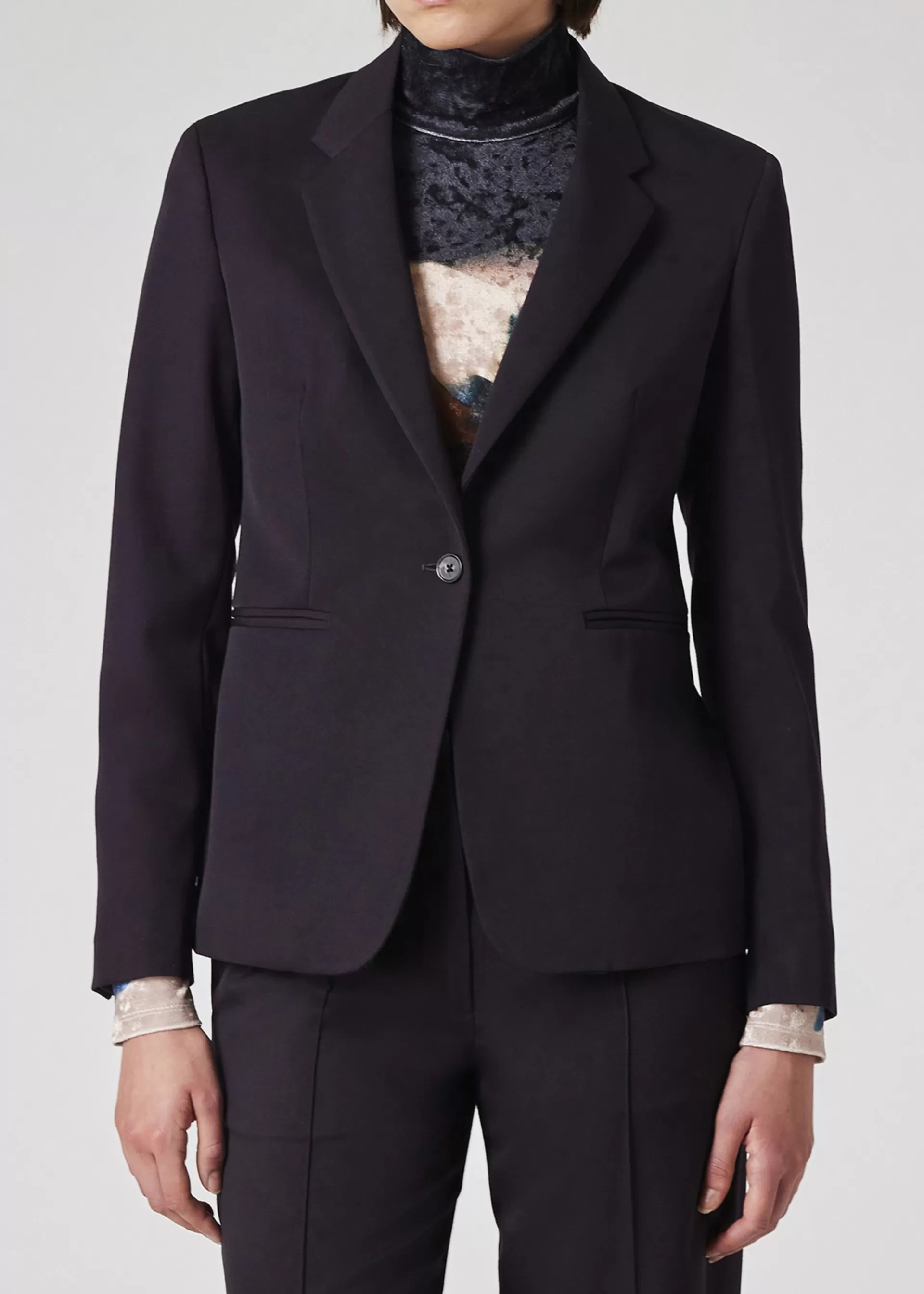 Women's Dark Purple One-Button Wool Gabardine Blazer>Paul Smith Online