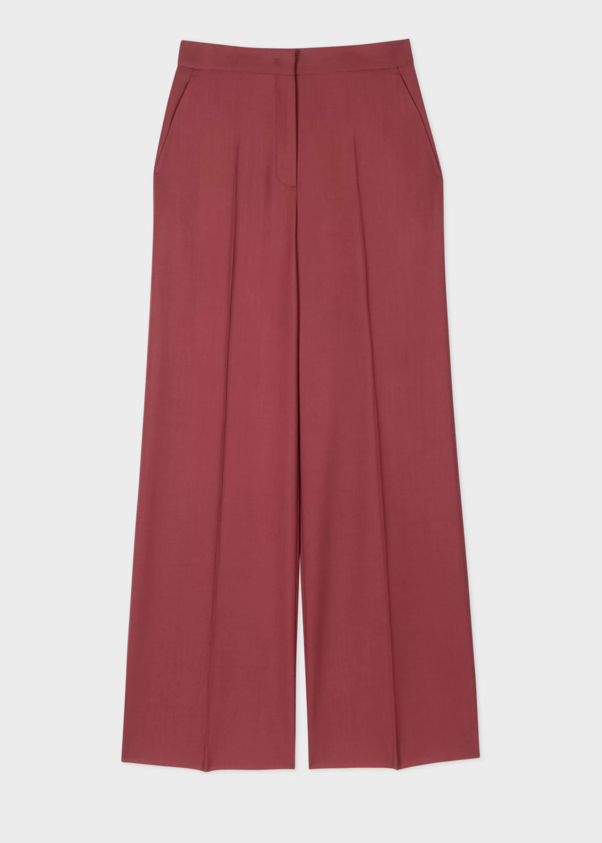 Women's Dark Red Wool-Hopsack Wide Leg Trousers>Paul Smith Best