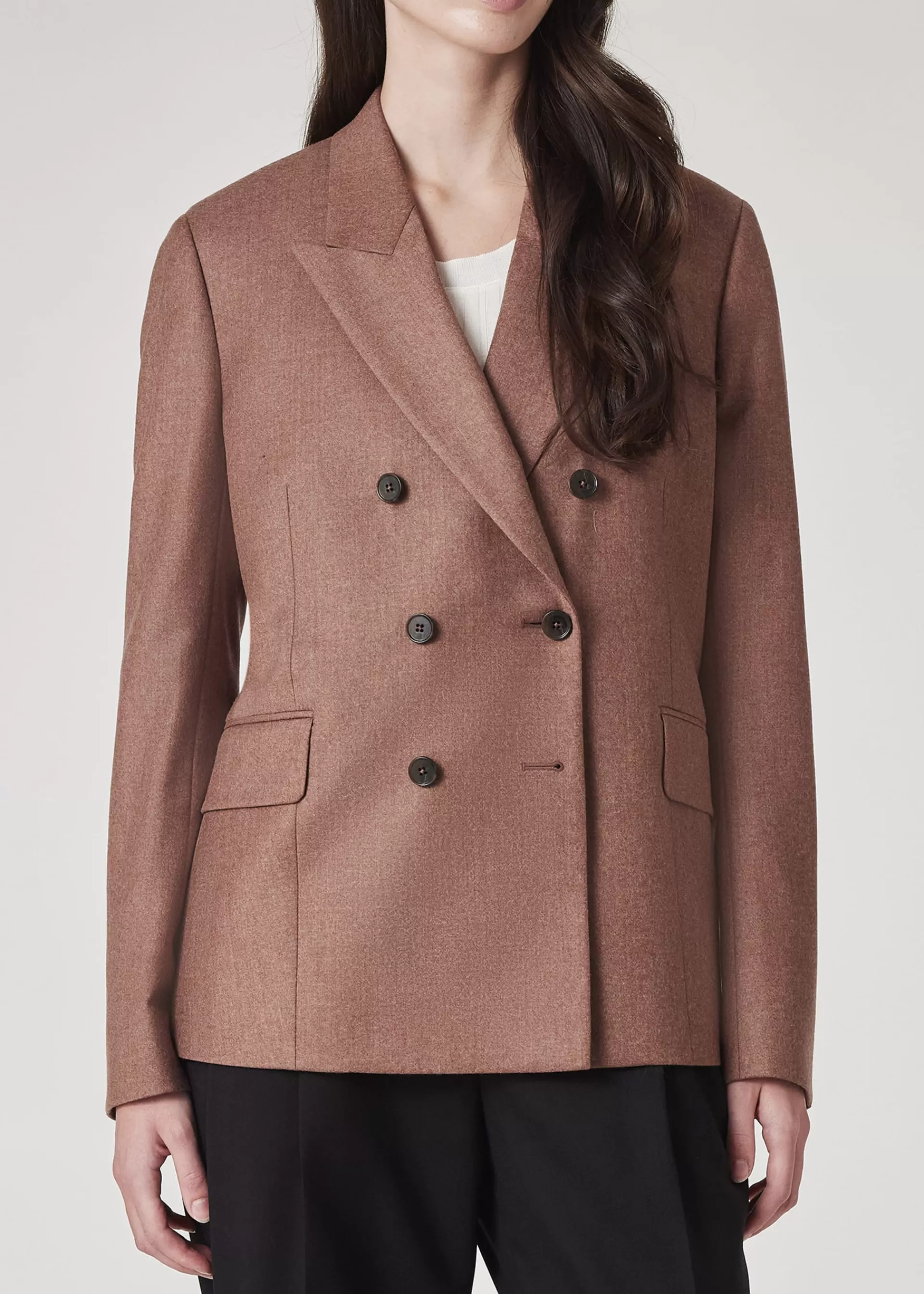 Women's Dusty Rose Wool-Cashmere Flannel Double Breasted Blazer>Paul Smith Store