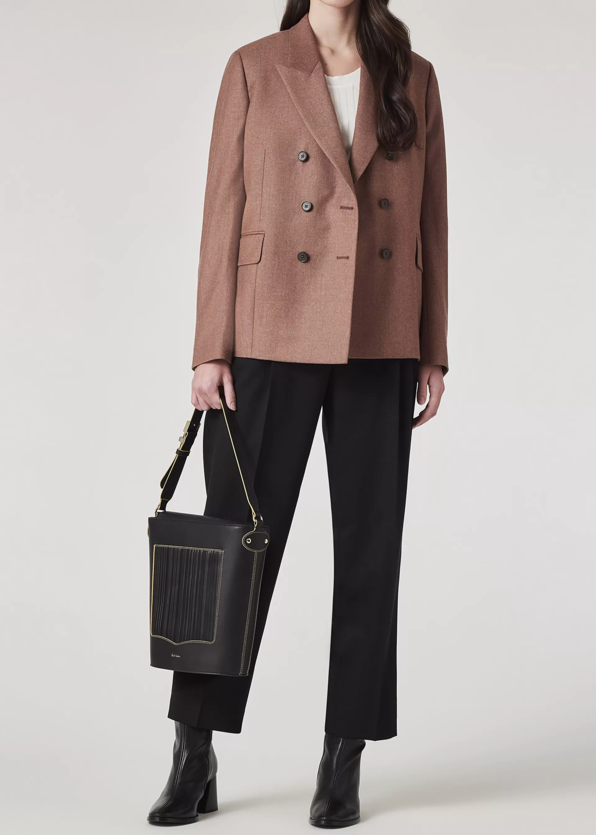 Women's Dusty Rose Wool-Cashmere Flannel Double Breasted Blazer>Paul Smith Store