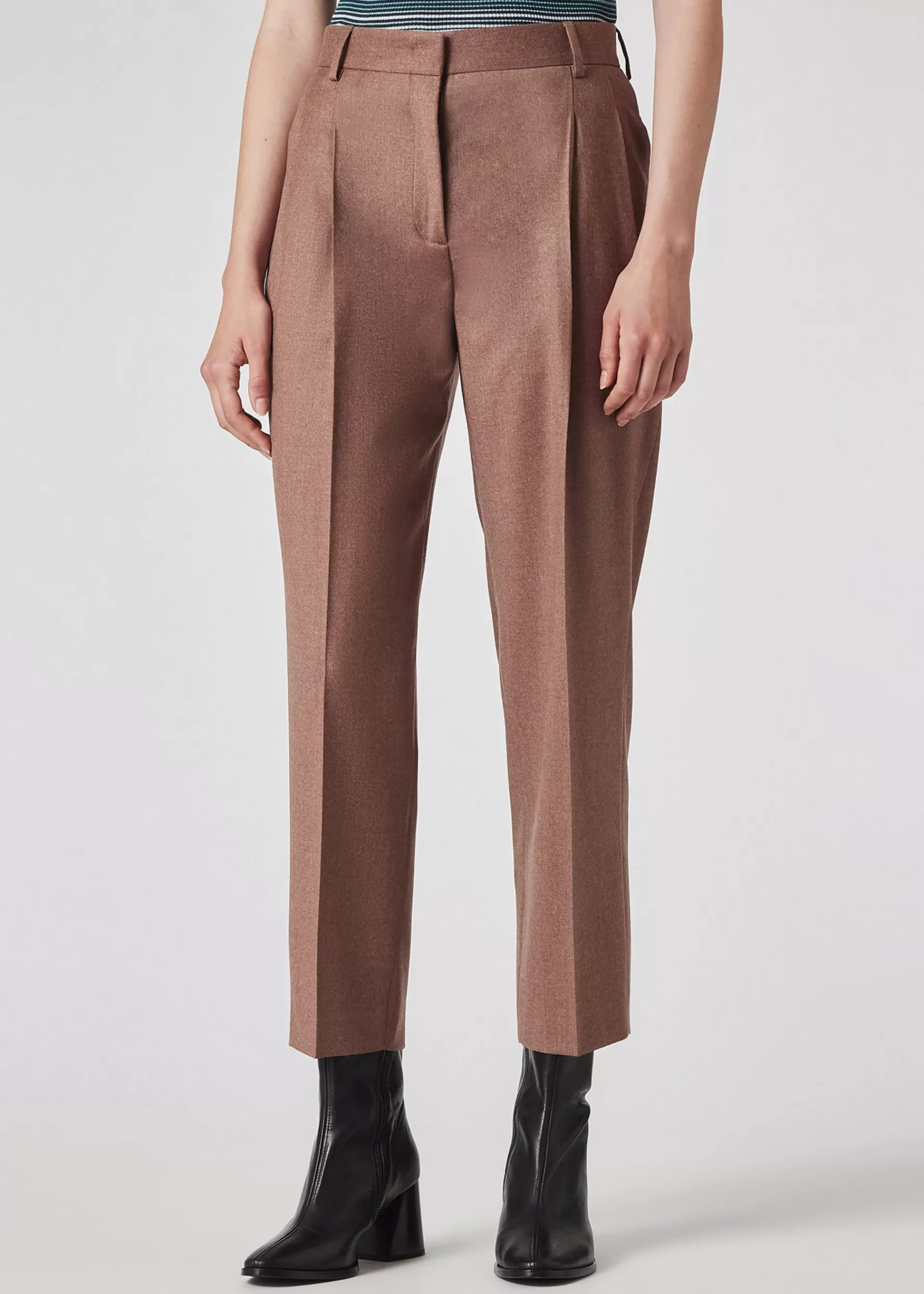 Women's Dusty Rose Wool-Cashmere Flannel Pleated Trousers>Paul Smith Online