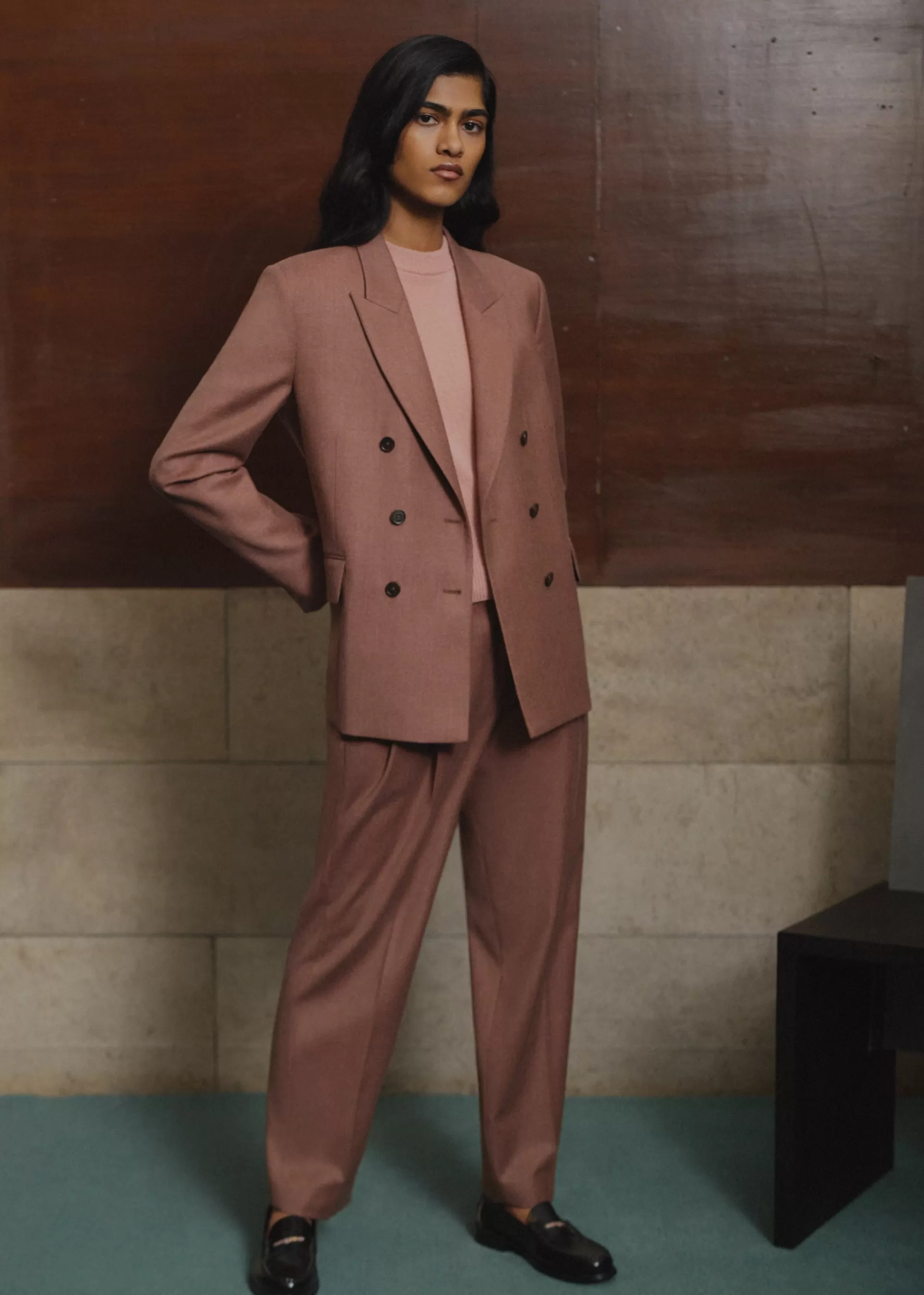 Women's Dusty Rose Wool-Cashmere Flannel Pleated Trousers>Paul Smith Online