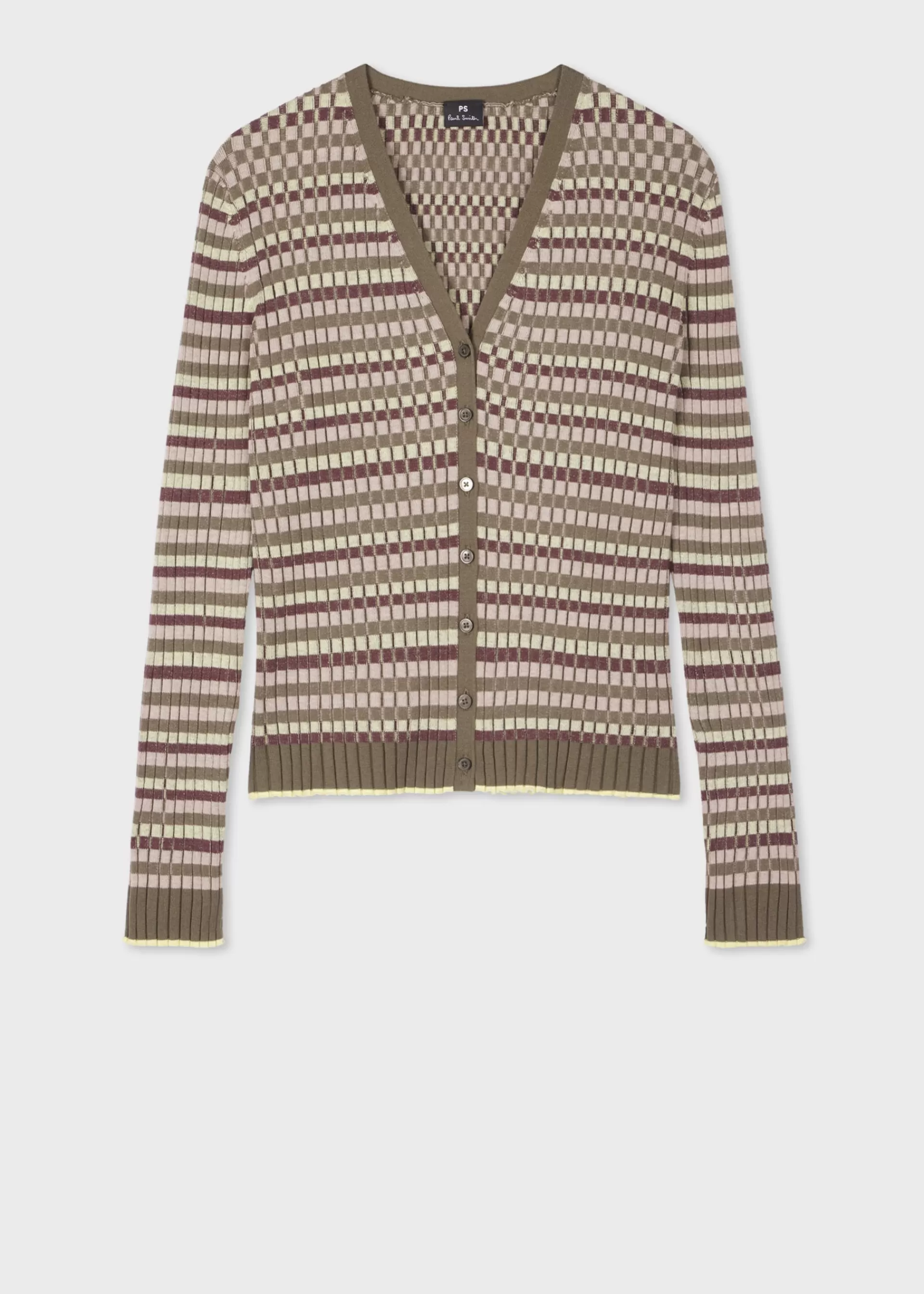 Women's and Purple Stripe Ribbed V-Neck Cardigan>Paul Smith Cheap