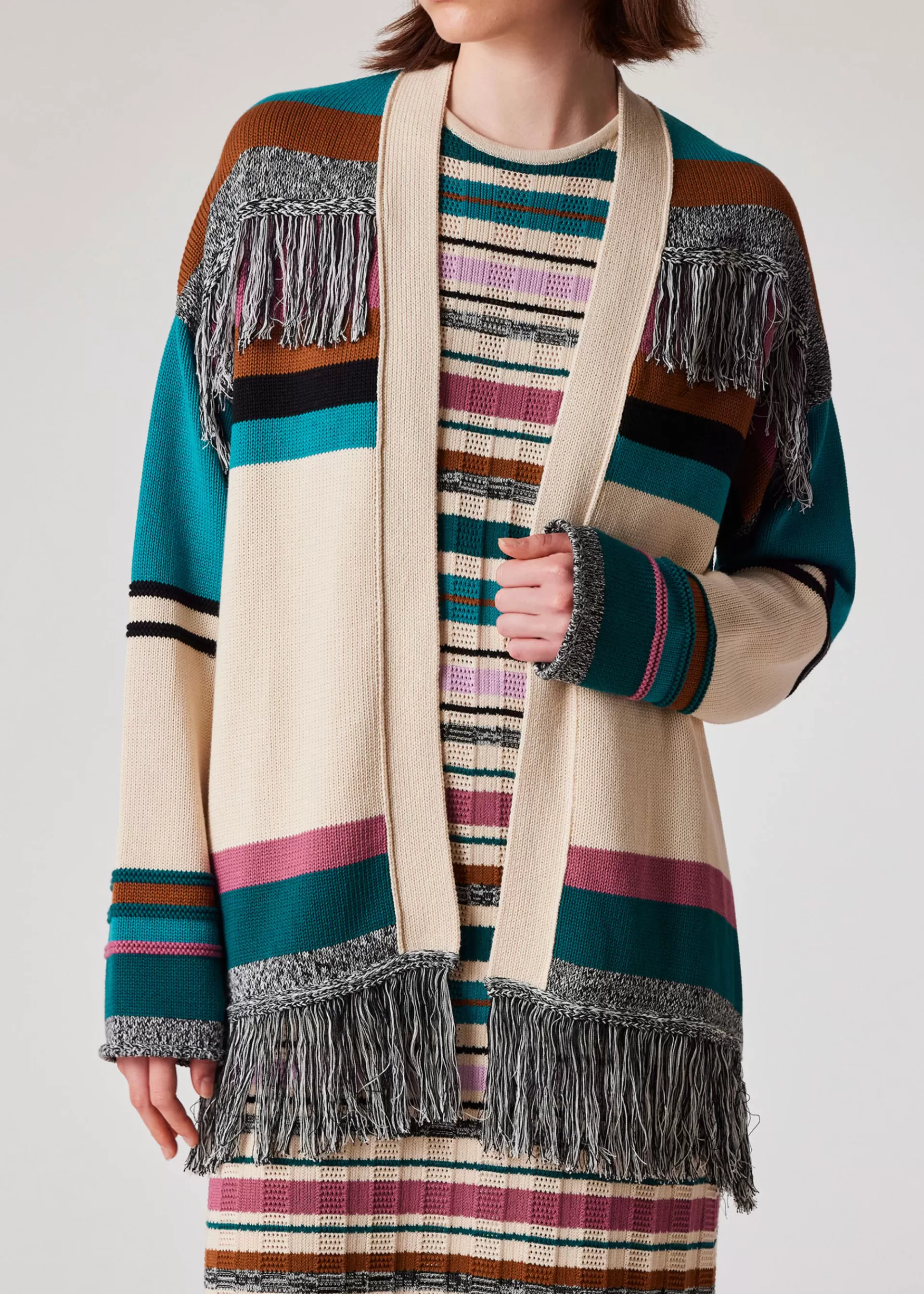 Women's Fringe Trim Open Cardigan>Paul Smith Discount