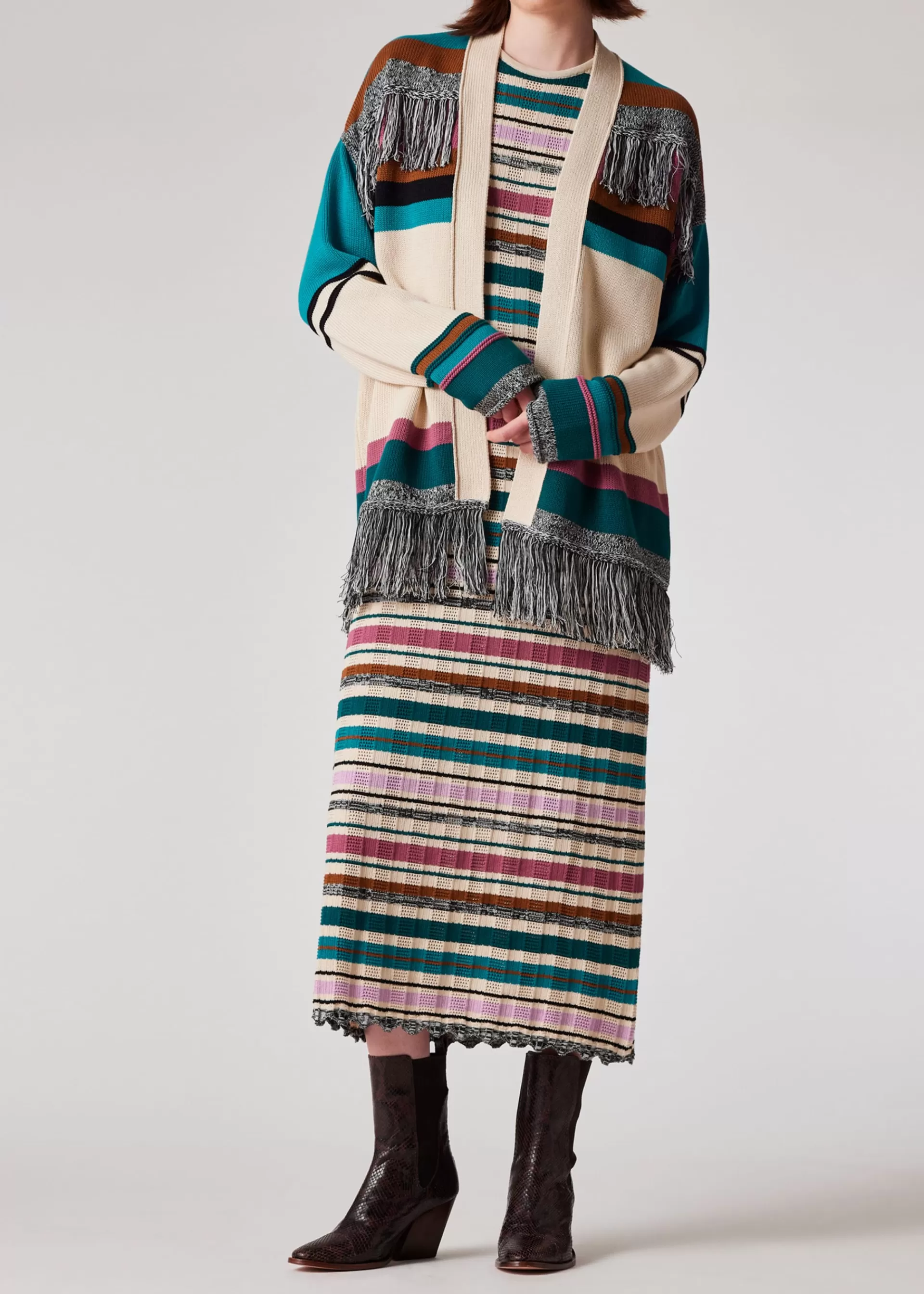 Women's Fringe Trim Open Cardigan>Paul Smith Discount