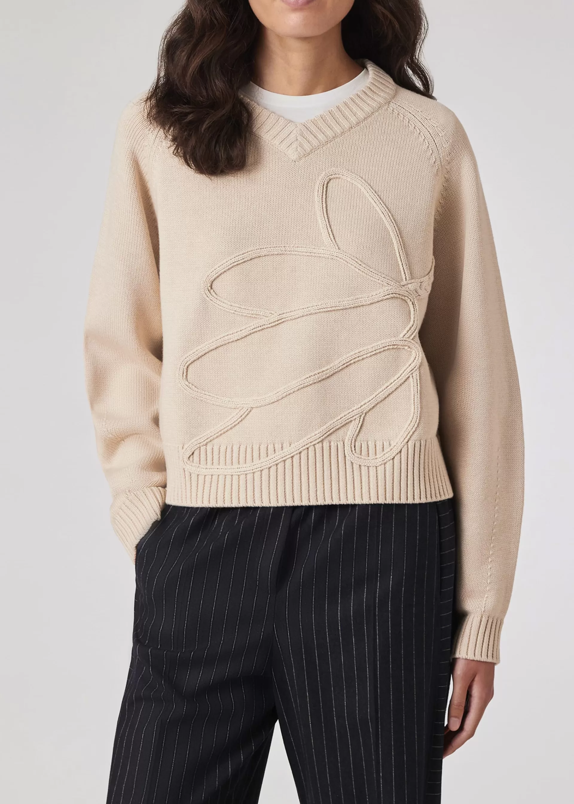 Women's Raised Stem Stitch Knitted V-Neck Sweater>Paul Smith Outlet
