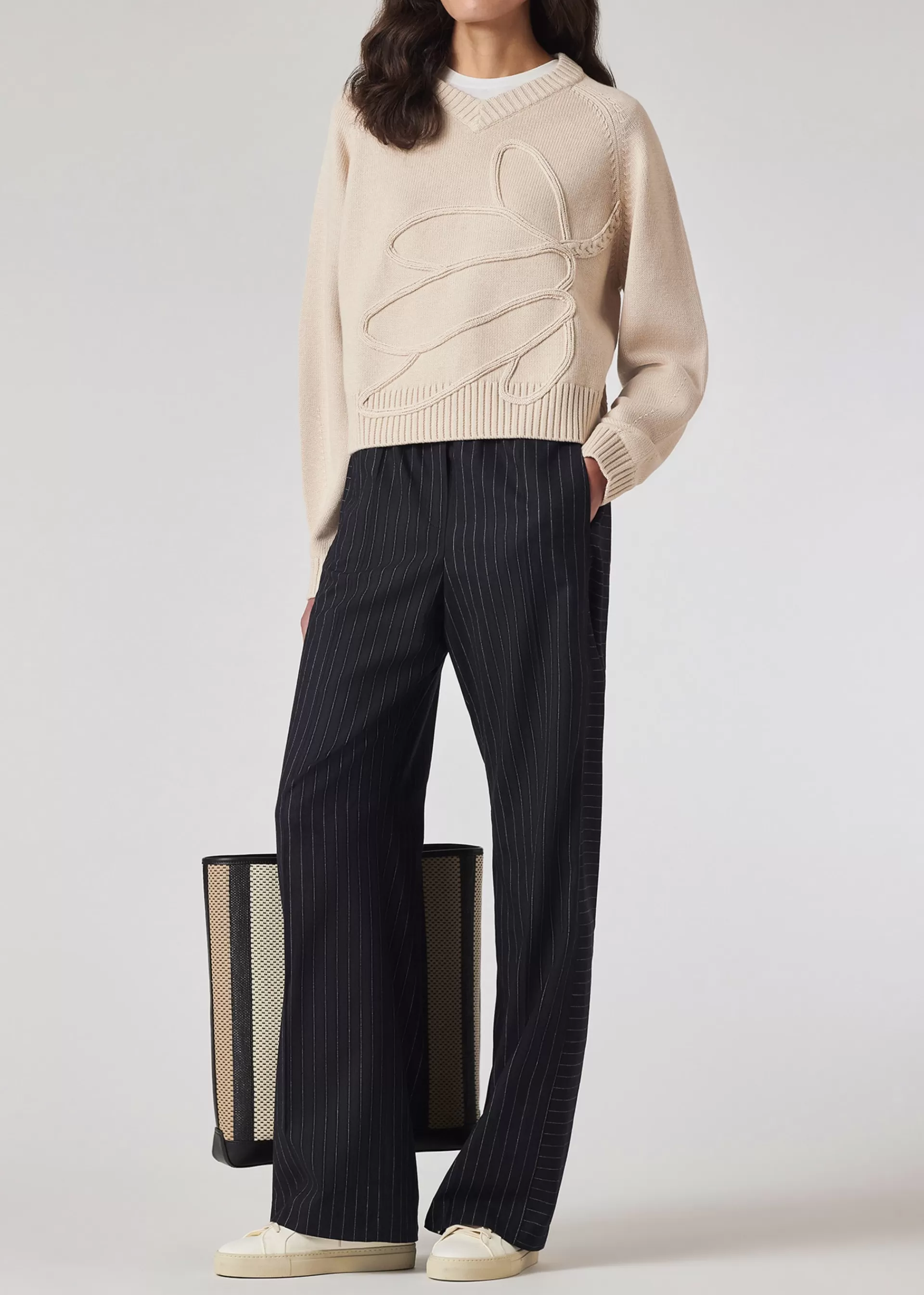Women's Raised Stem Stitch Knitted V-Neck Sweater>Paul Smith Outlet
