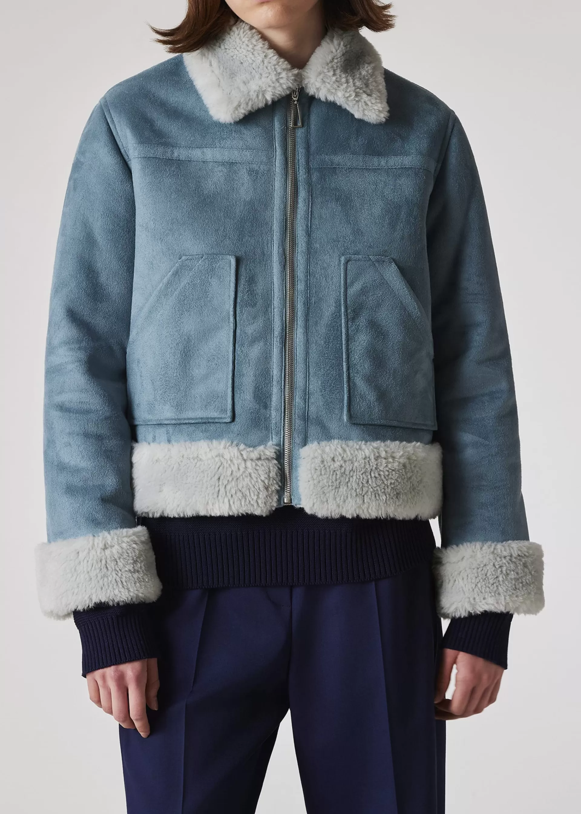 Women's Light Blue Bonded Faux Fur Aviator Jacket>Paul Smith Best