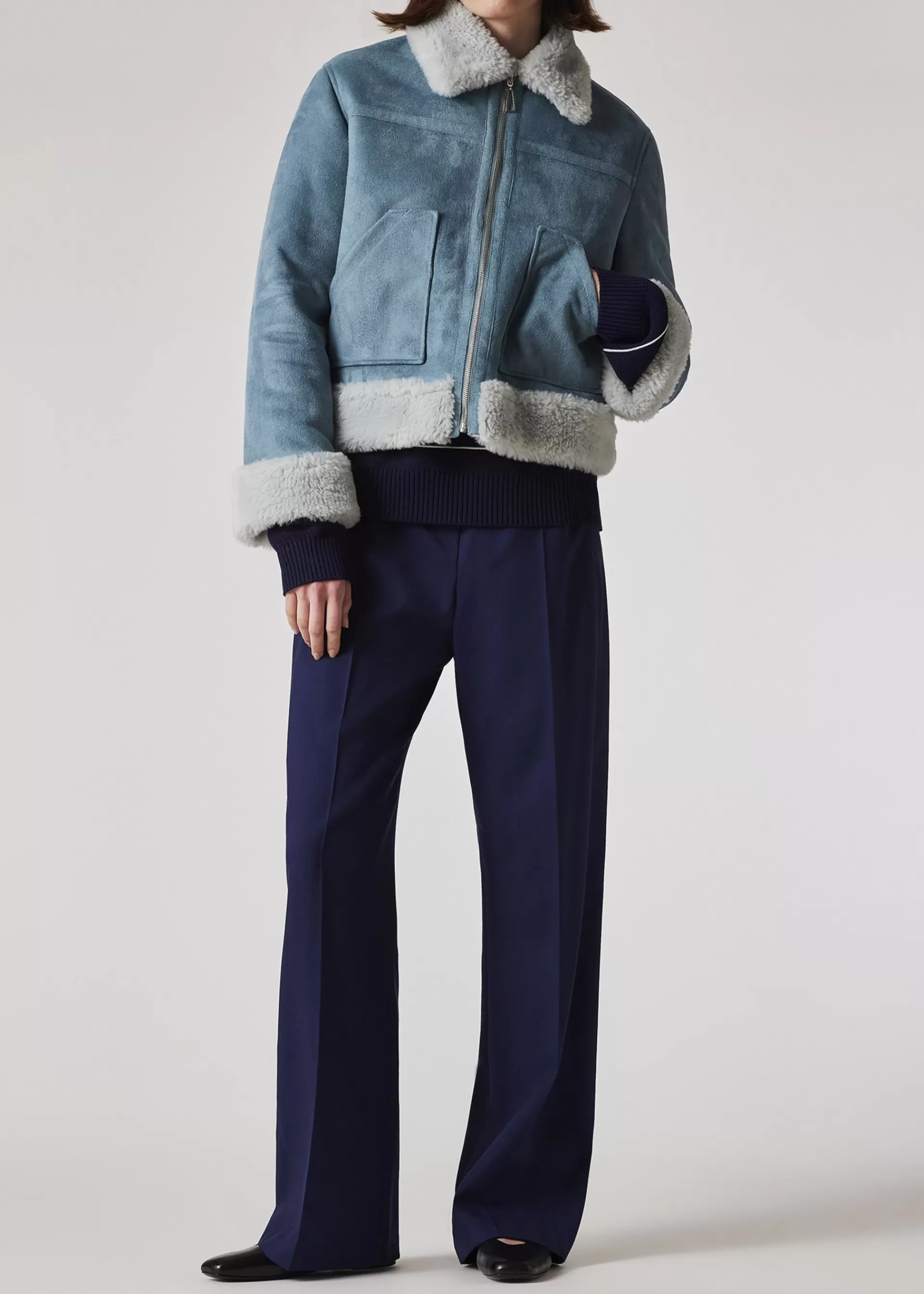 Women's Light Blue Bonded Faux Fur Aviator Jacket>Paul Smith Best