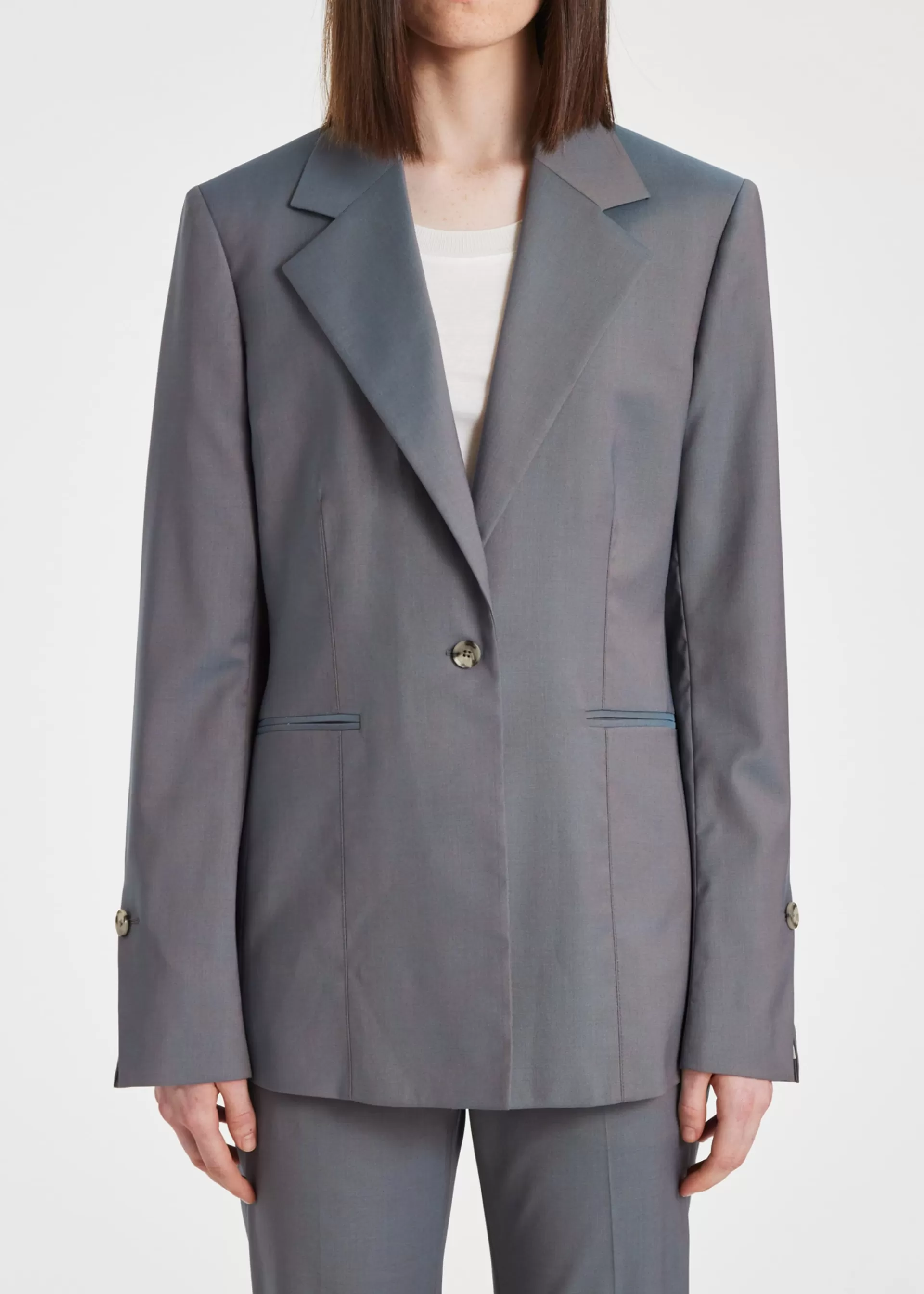 Women's Light Blue Tonic Wool Slim-Fit Blazer>Paul Smith Store