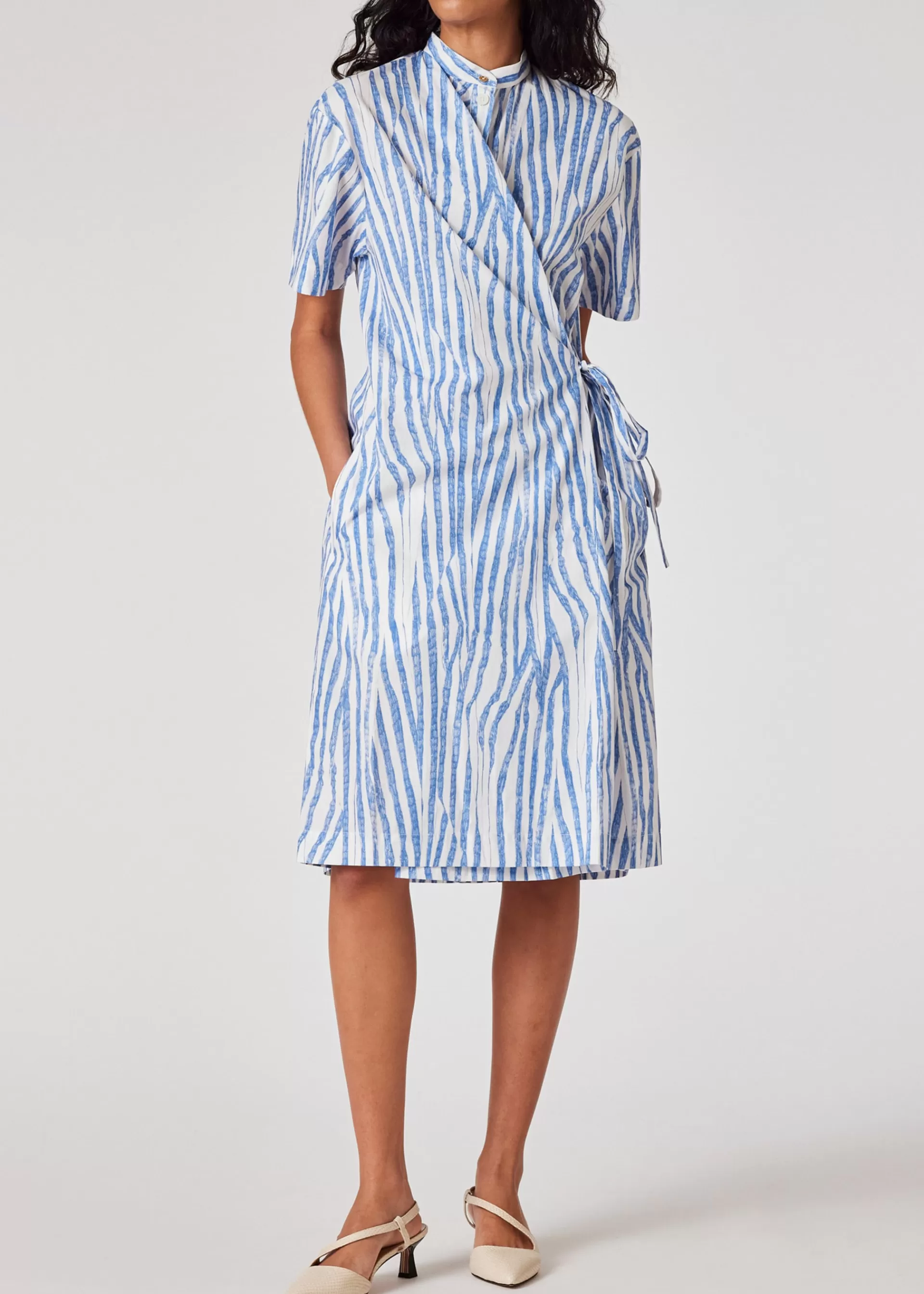 Women's Light Blue 'Wood Grain Stripe' Cotton Dress>Paul Smith Fashion