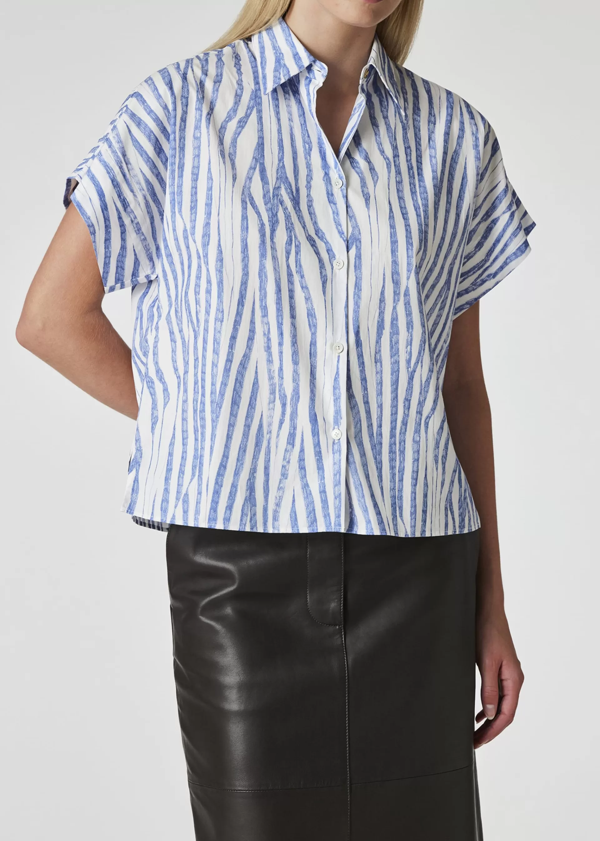 Women's Light Blue 'Wood Grain Stripe' Cotton Shirt>Paul Smith Flash Sale