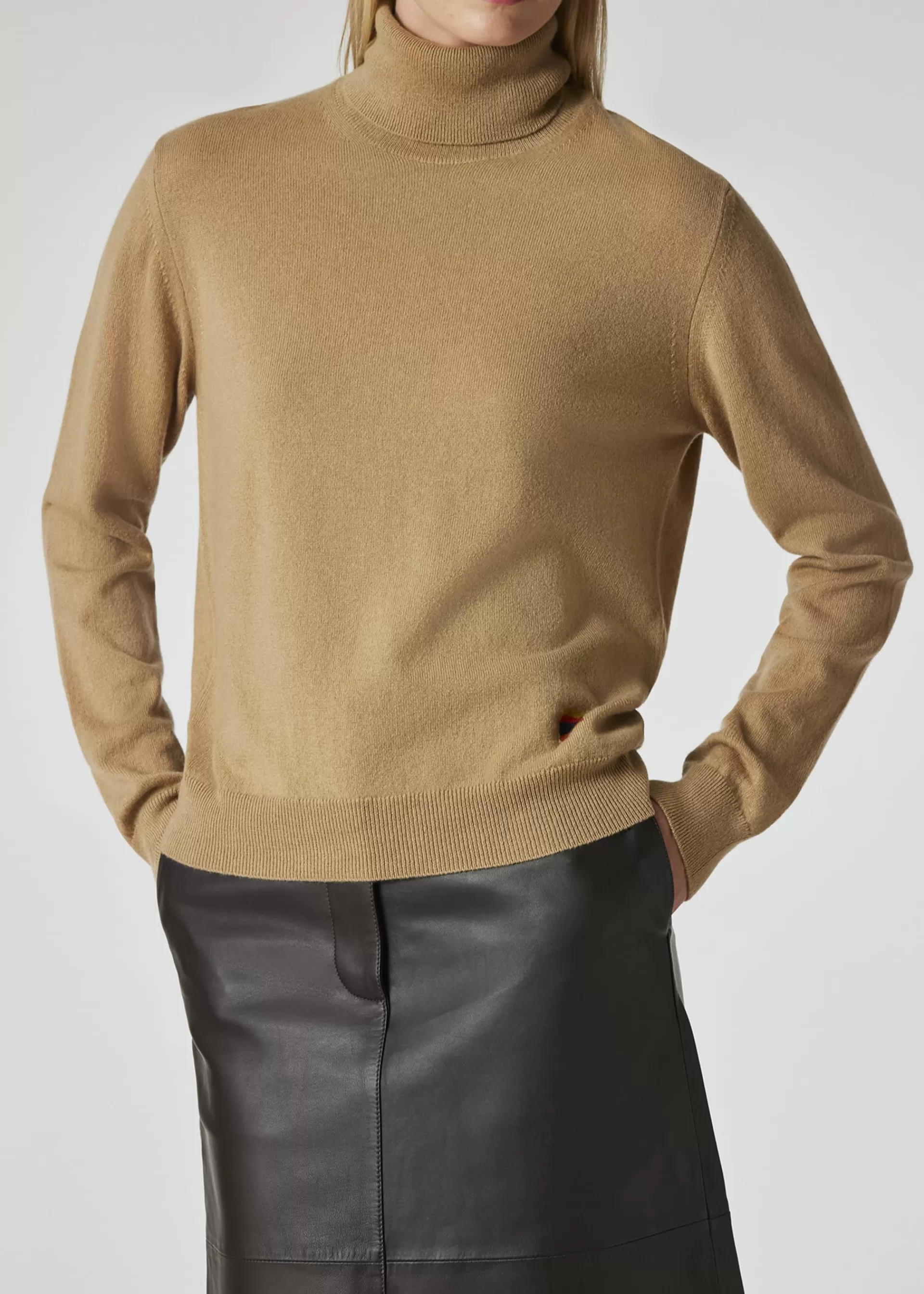 Women's Light Camel Cashmere Roll Neck Sweater>Paul Smith Discount
