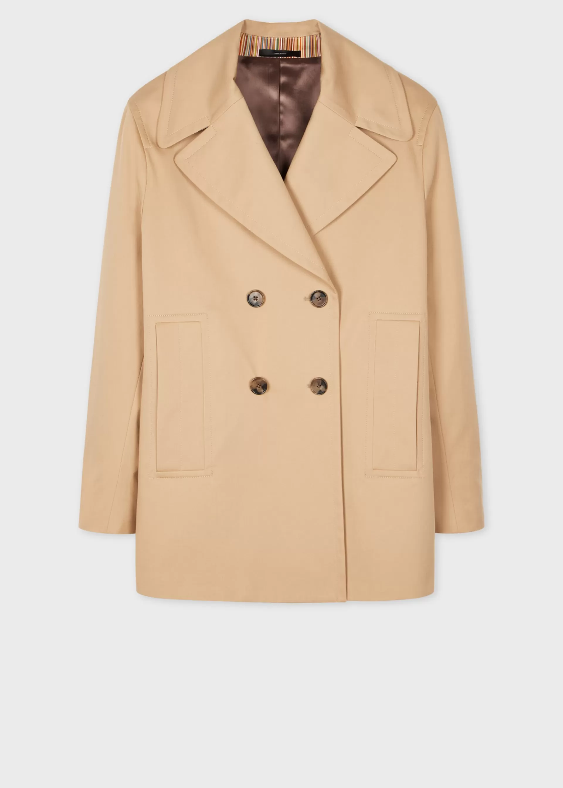 Women's Light Camel Cotton Twill Pea Coat>Paul Smith Outlet