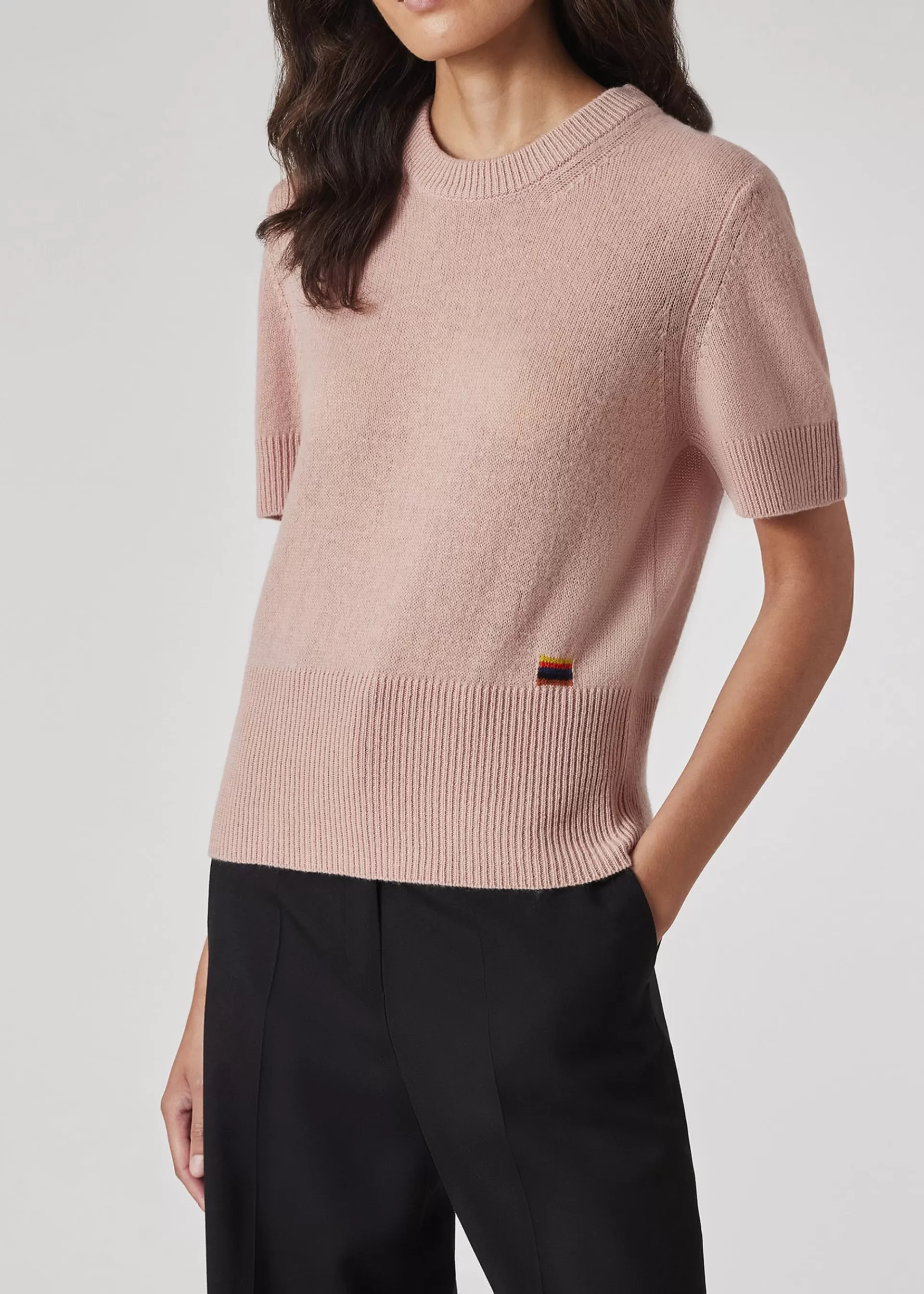 Women's Light Pink Cashmere Short-Sleeve Sweater>Paul Smith Hot