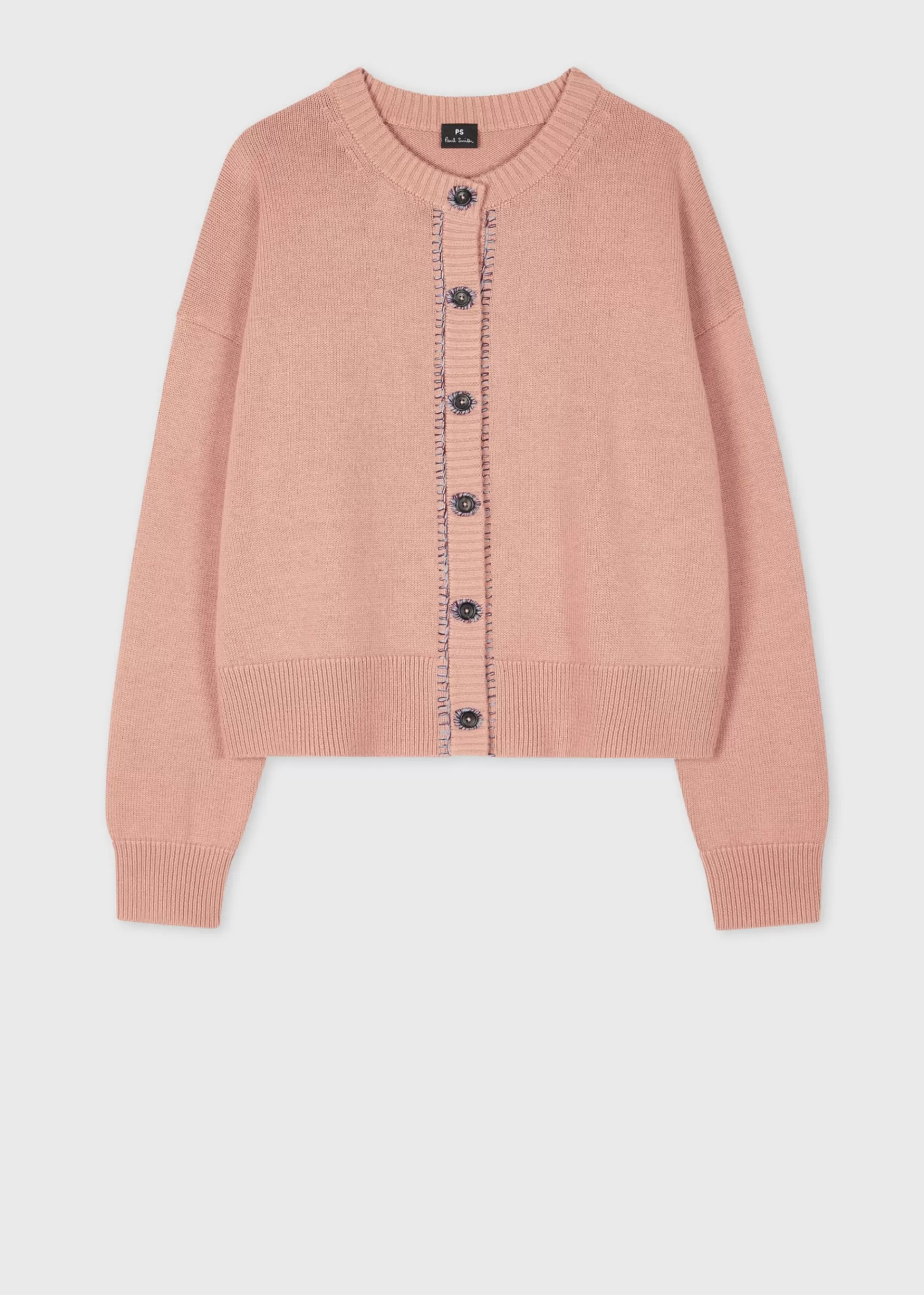 Women's Light Pink Contrast-Stitch Placket Knitted Merino-Blend Cardigan>Paul Smith Hot