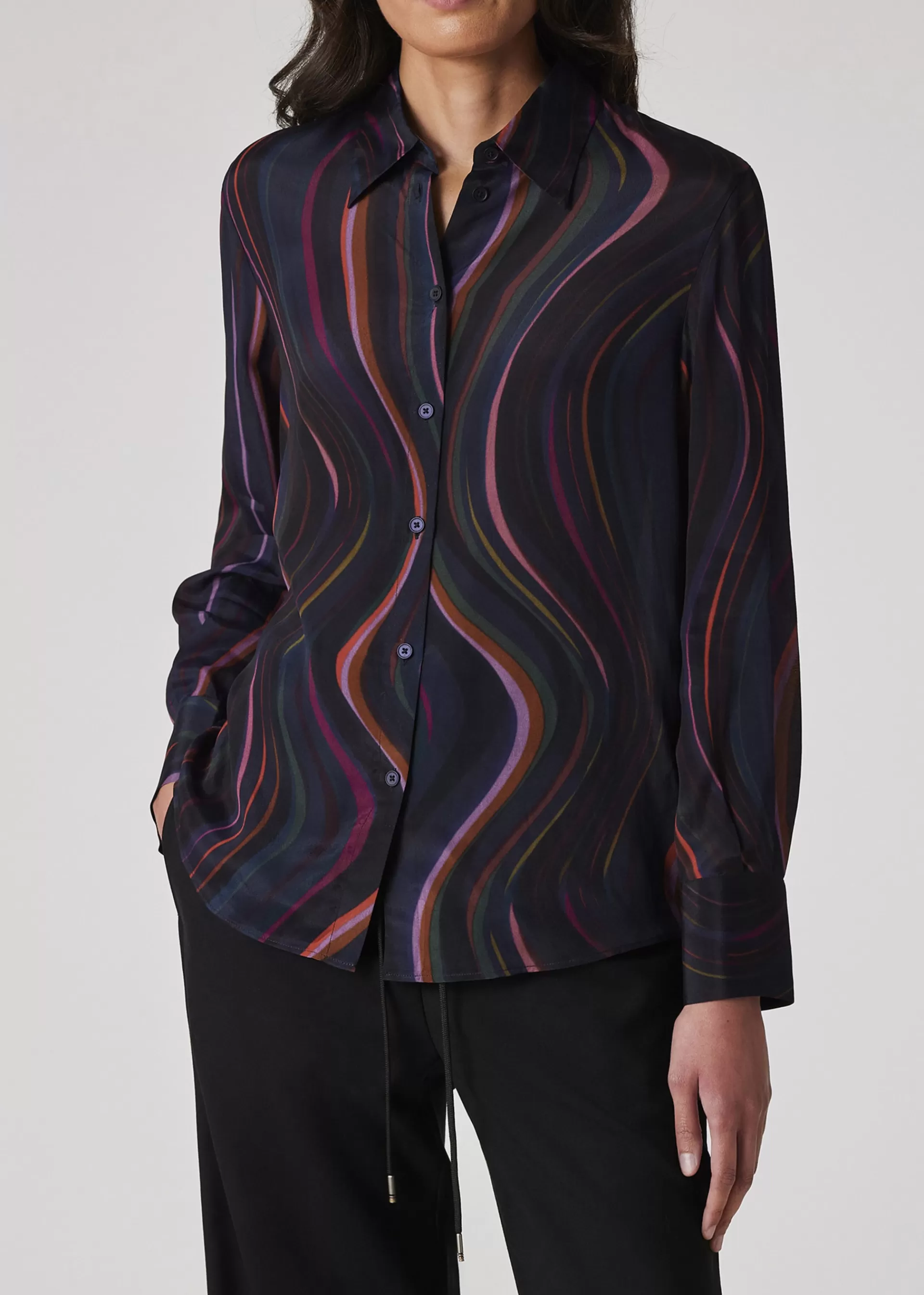 Women's 'Midnight Swirl' Satin Georgette Shirt>Paul Smith New