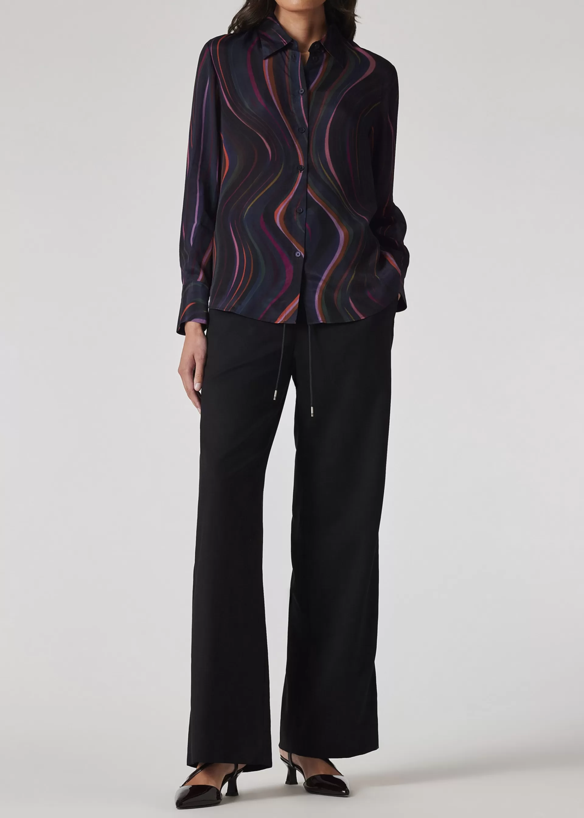 Women's 'Midnight Swirl' Satin Georgette Shirt>Paul Smith New