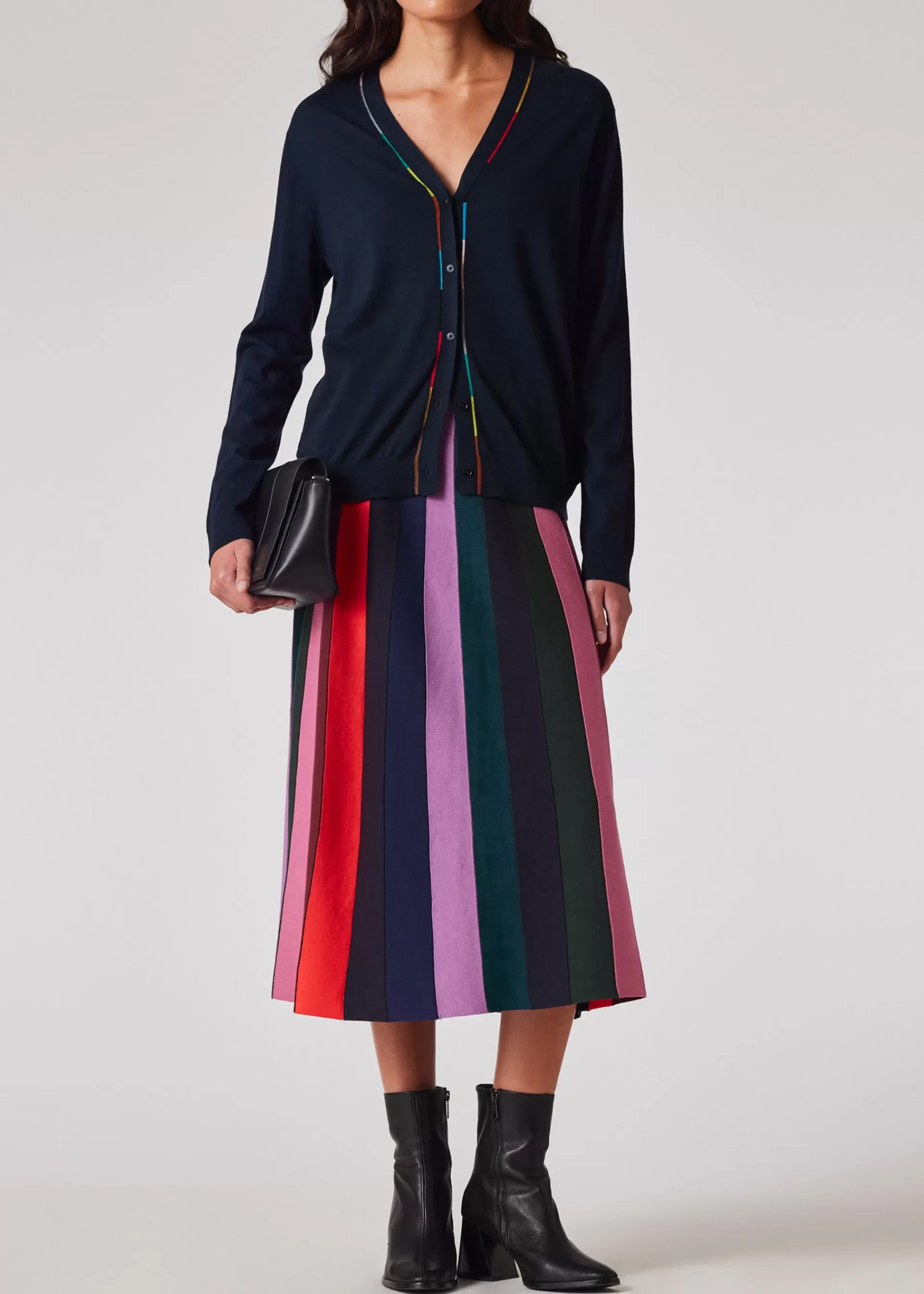 Women's Multi Colour Stripe Knitted Midi Skirt>Paul Smith New