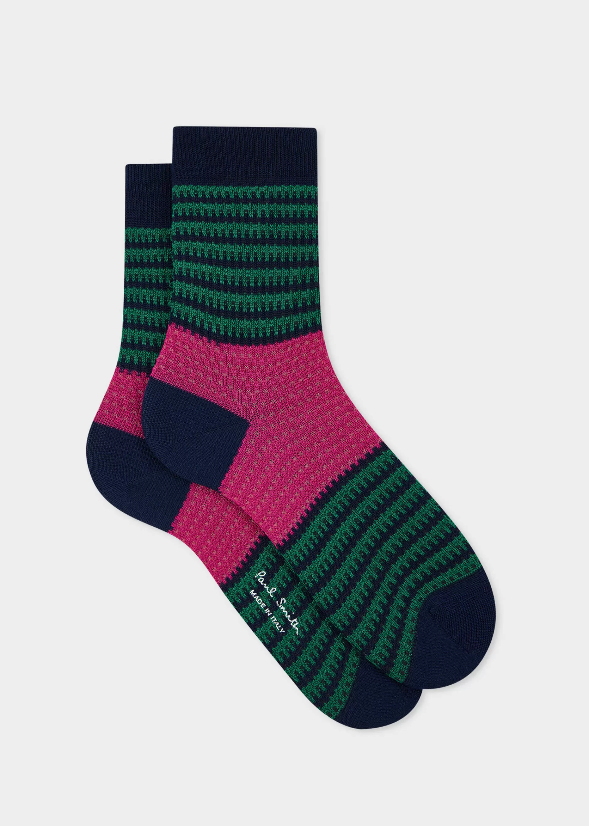 Women's and Green Stripe Crochet Socks>Paul Smith New