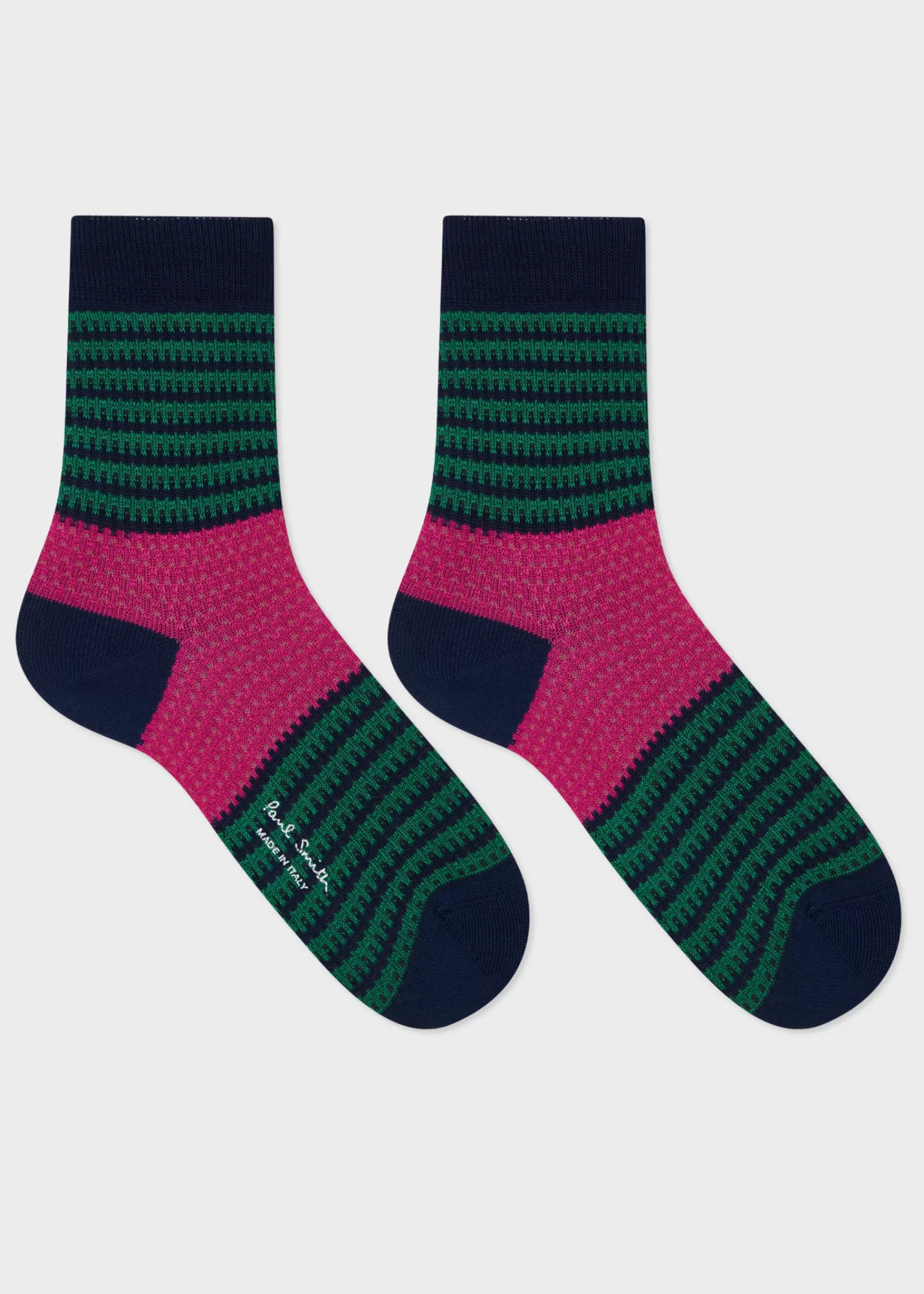 Women's and Green Stripe Crochet Socks>Paul Smith New