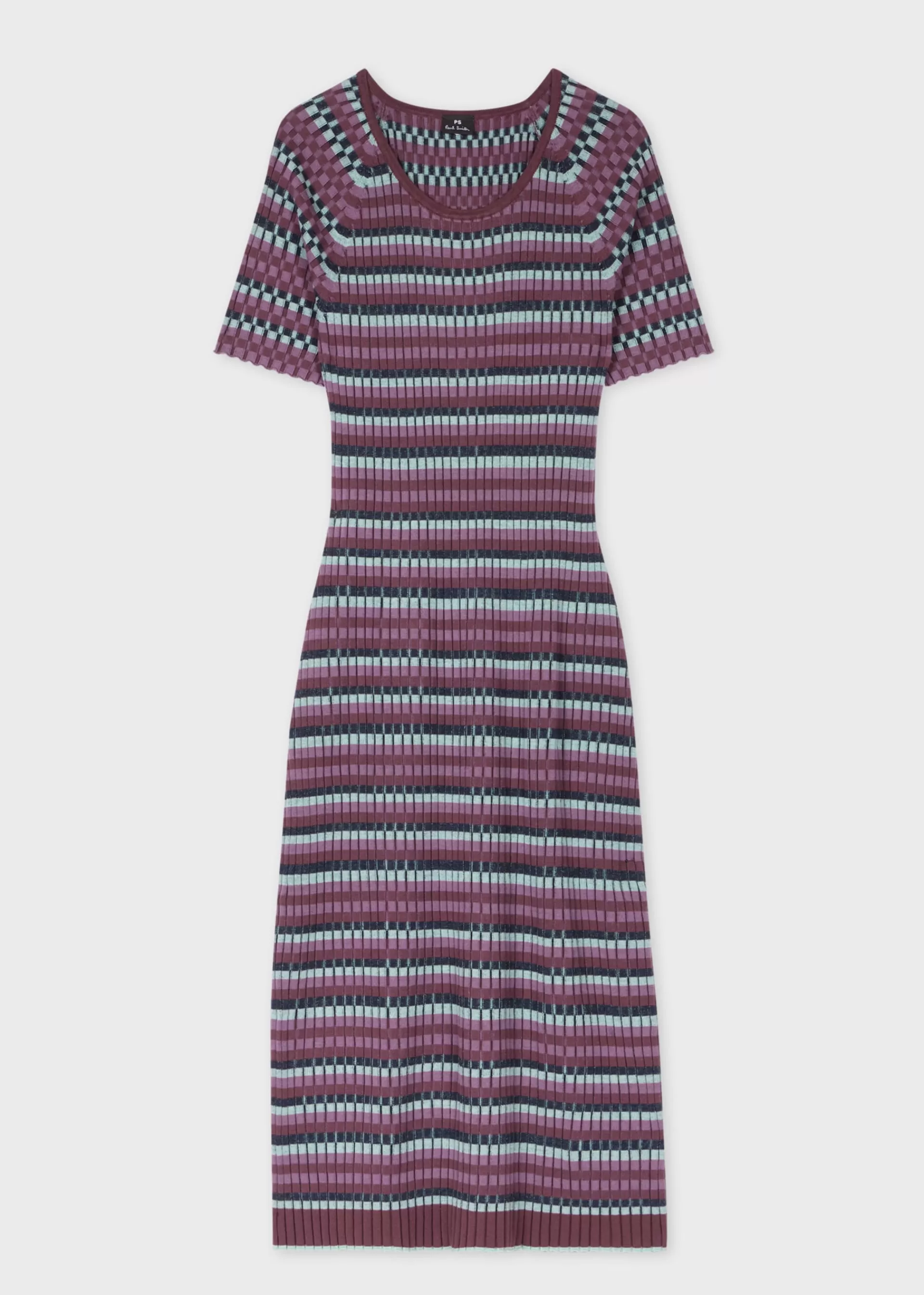 Women's and Purple Stripe Pleated Rib Knit Dress>Paul Smith Fashion