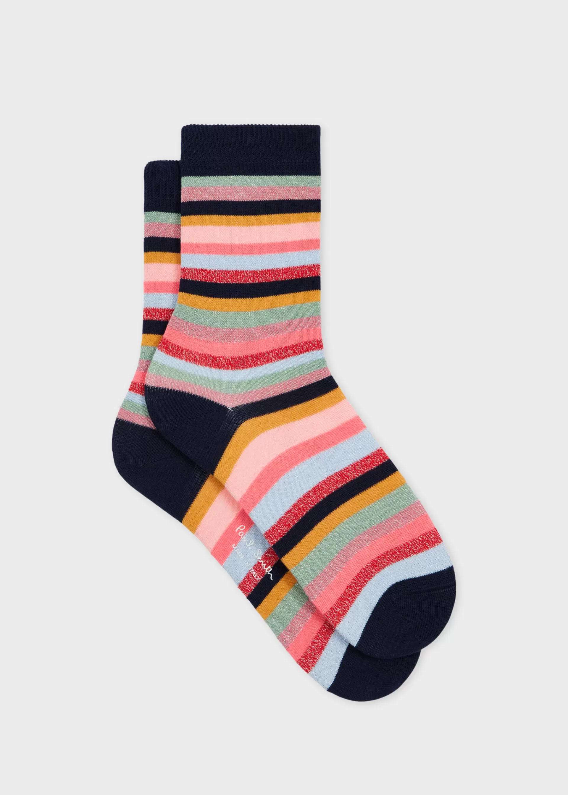 Women's Navy Blue Glitter Stripe Socks>Paul Smith Cheap