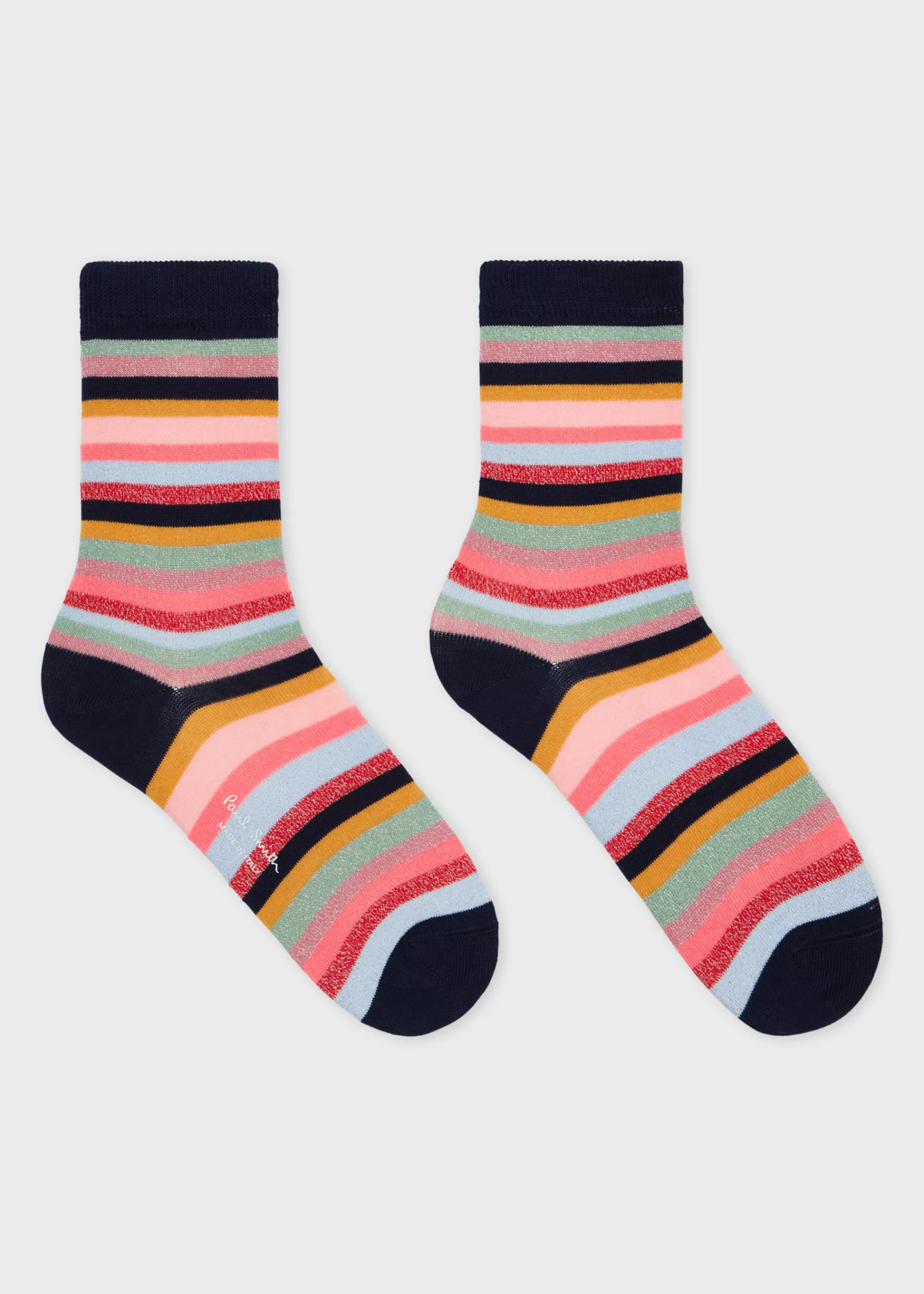 Women's Navy Blue Glitter Stripe Socks>Paul Smith Cheap