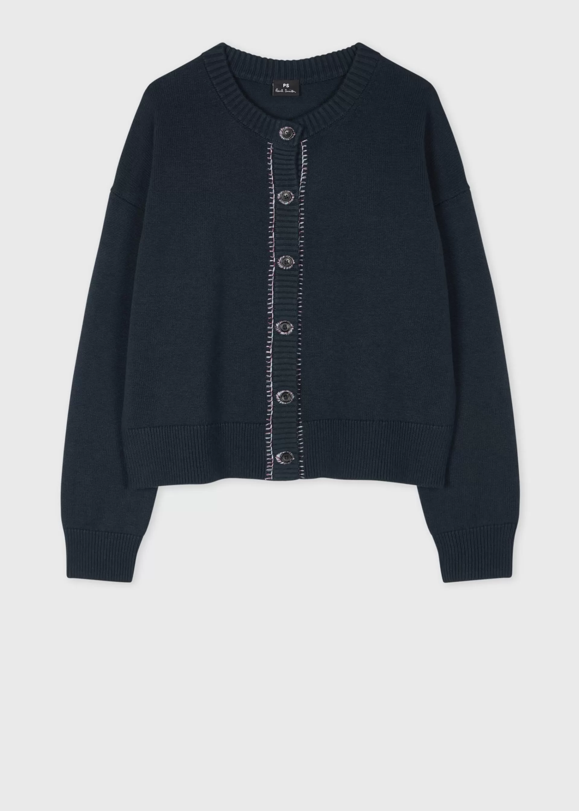 Women's Contrast-Stitch Placket Knitted Merino-Blend Cardigan>Paul Smith Online