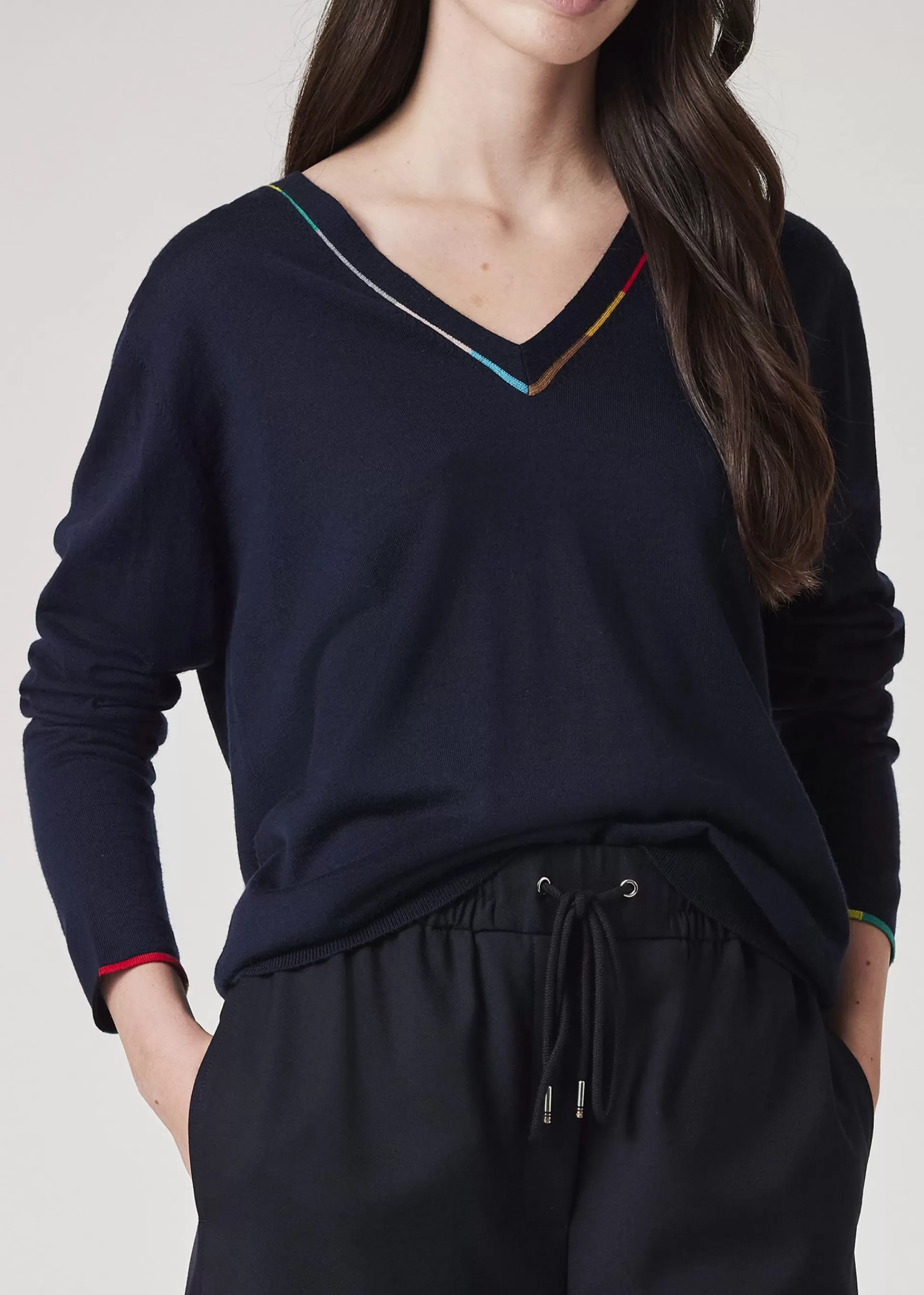 Women's Merino Knitted V Neck Sweater>Paul Smith Store