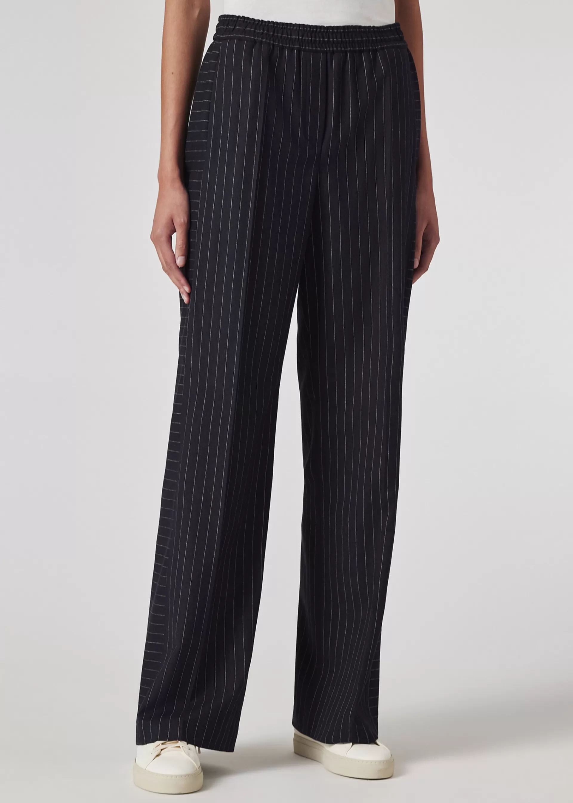 Women's Pinstripe Wide Leg Wool Trousers>Paul Smith Cheap