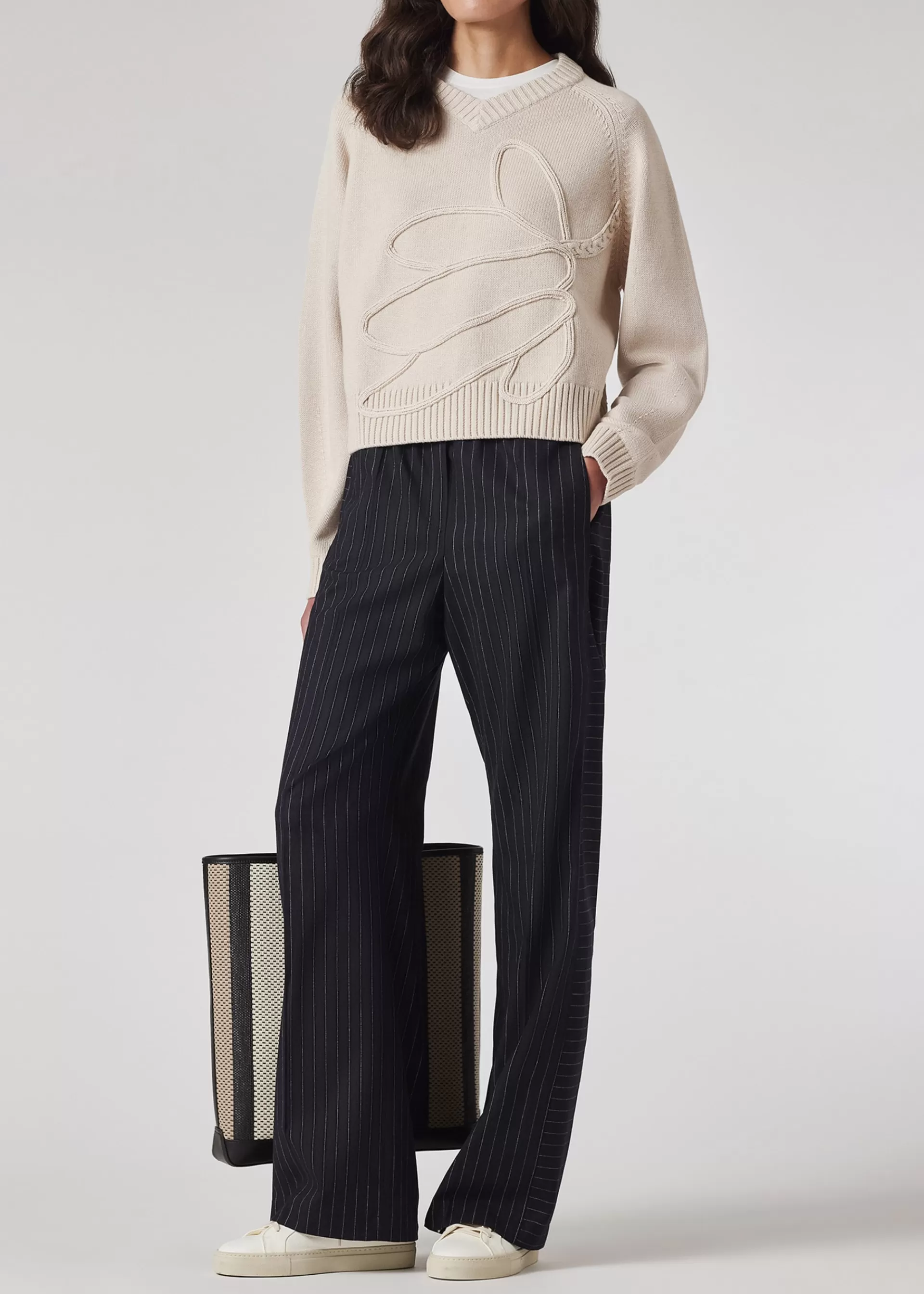 Women's Pinstripe Wide Leg Wool Trousers>Paul Smith Cheap