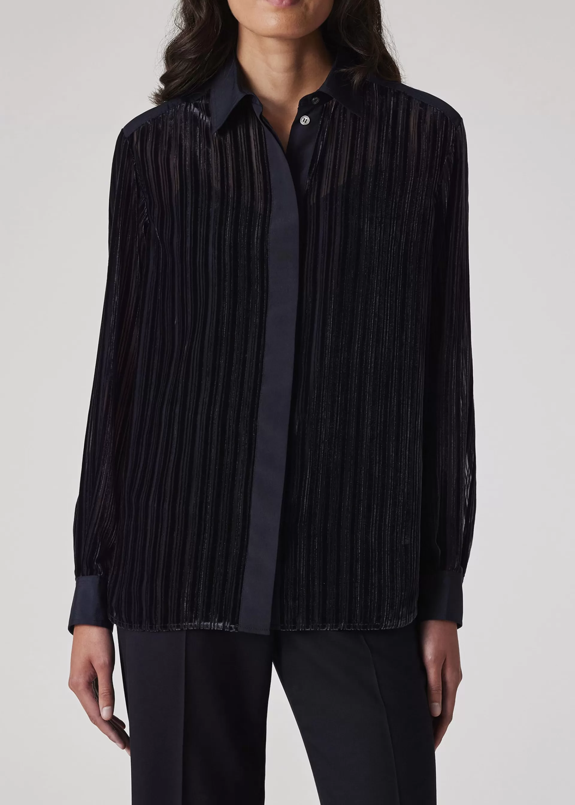 Women's 'Shadow Stripe' Velvet Shirt>Paul Smith Fashion