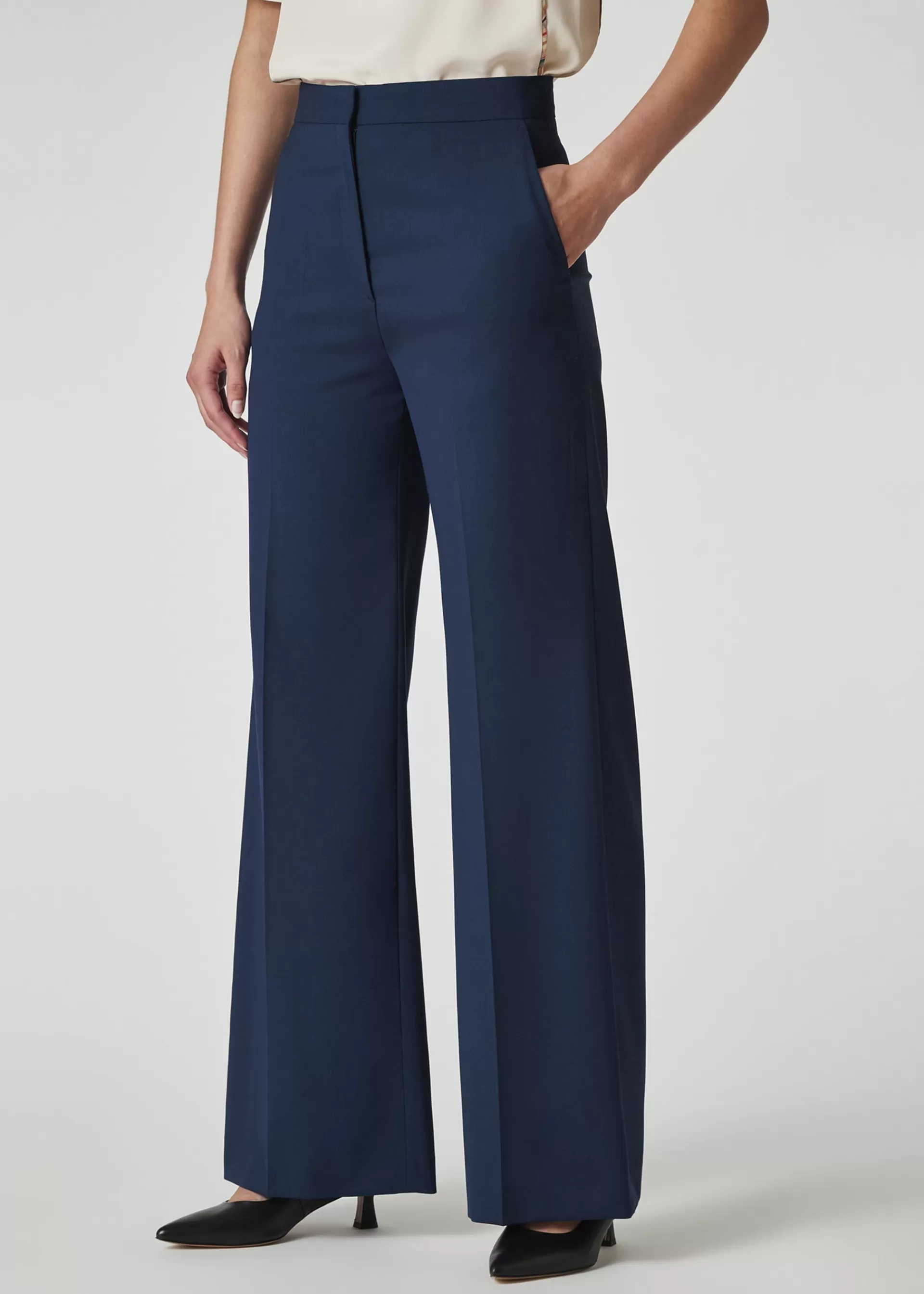 Women's Wool-Hopsack Wide Leg Pants>Paul Smith Shop