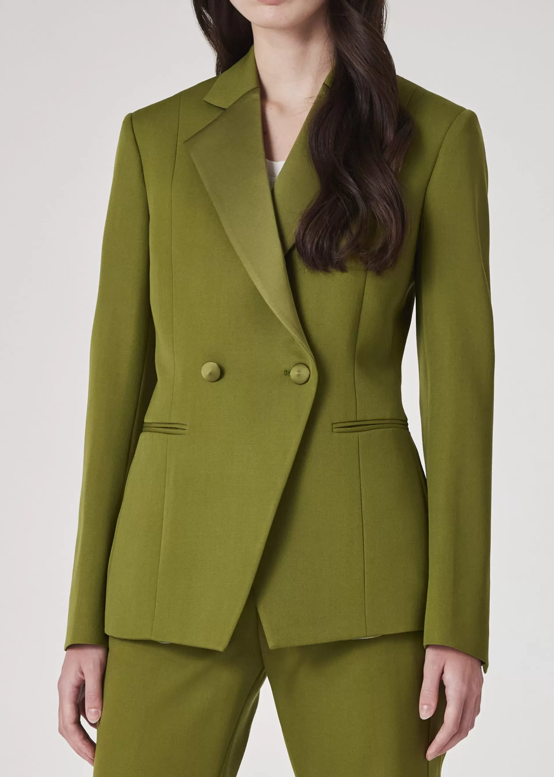 Women's Olive Green Wool Gabardine Double-Breasted Blazer>Paul Smith Fashion