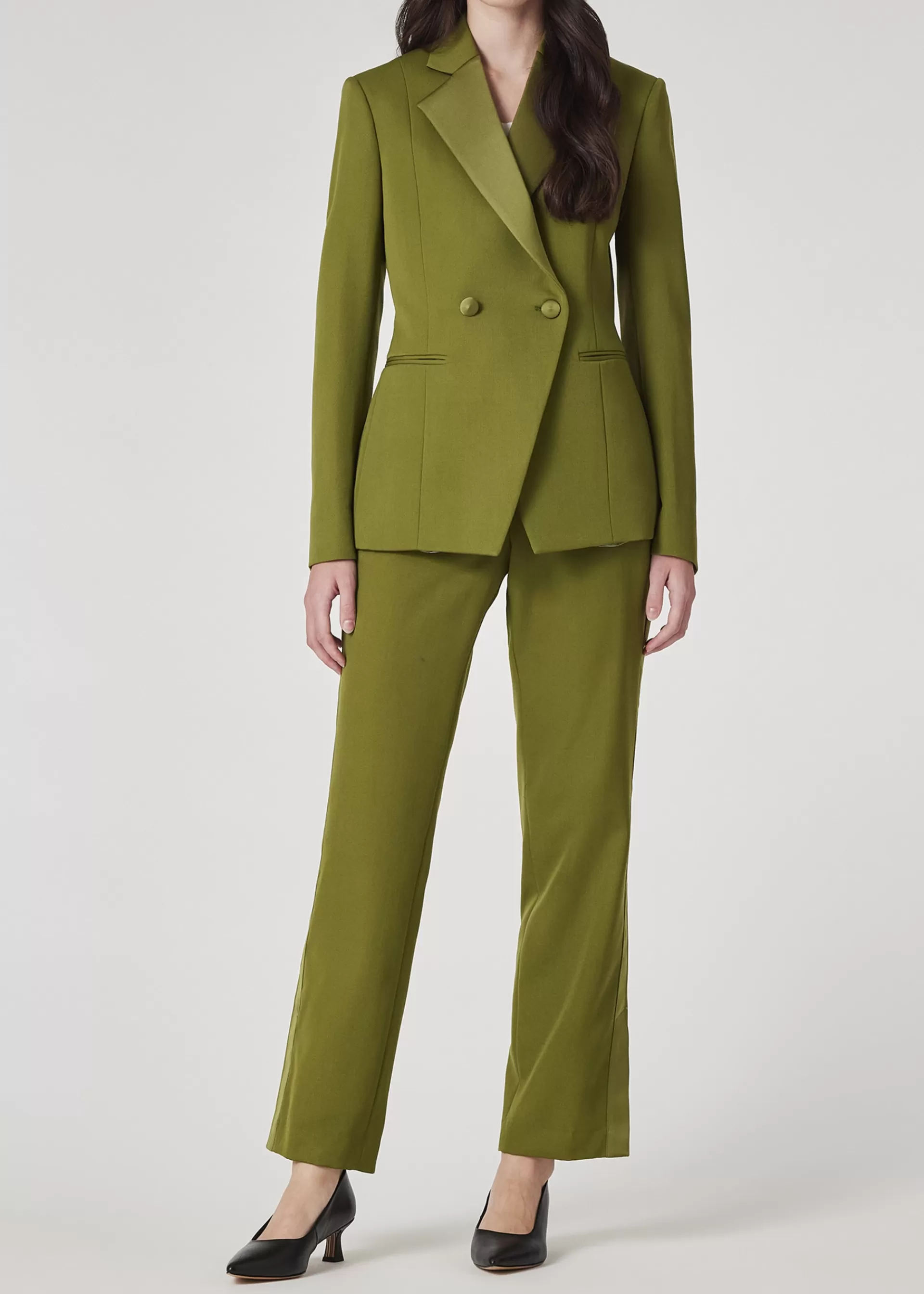 Women's Olive Green Wool Gabardine Double-Breasted Blazer>Paul Smith Fashion