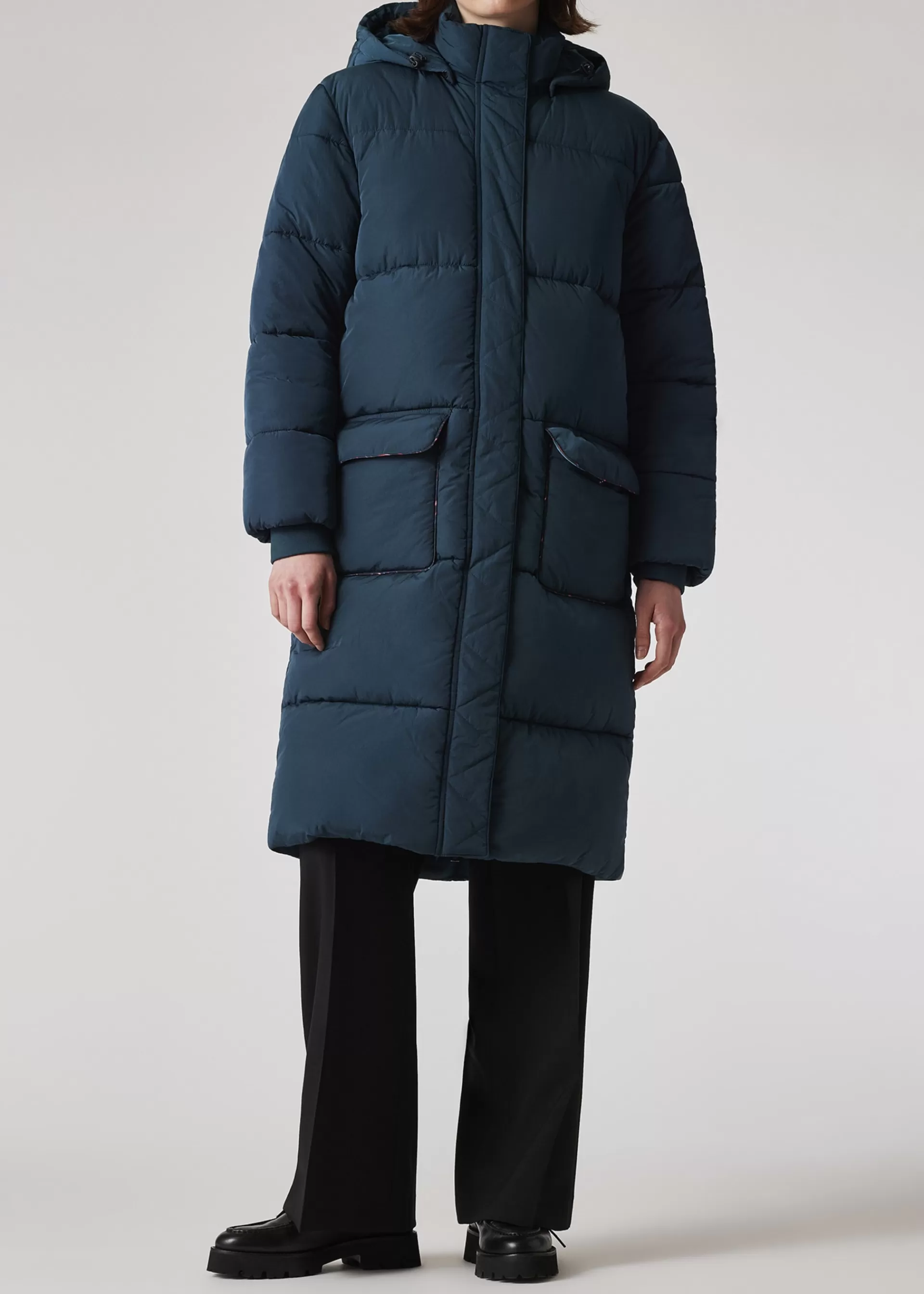 Women's Peacock Blue Recycled-Nylon Wadded Coat>Paul Smith Clearance