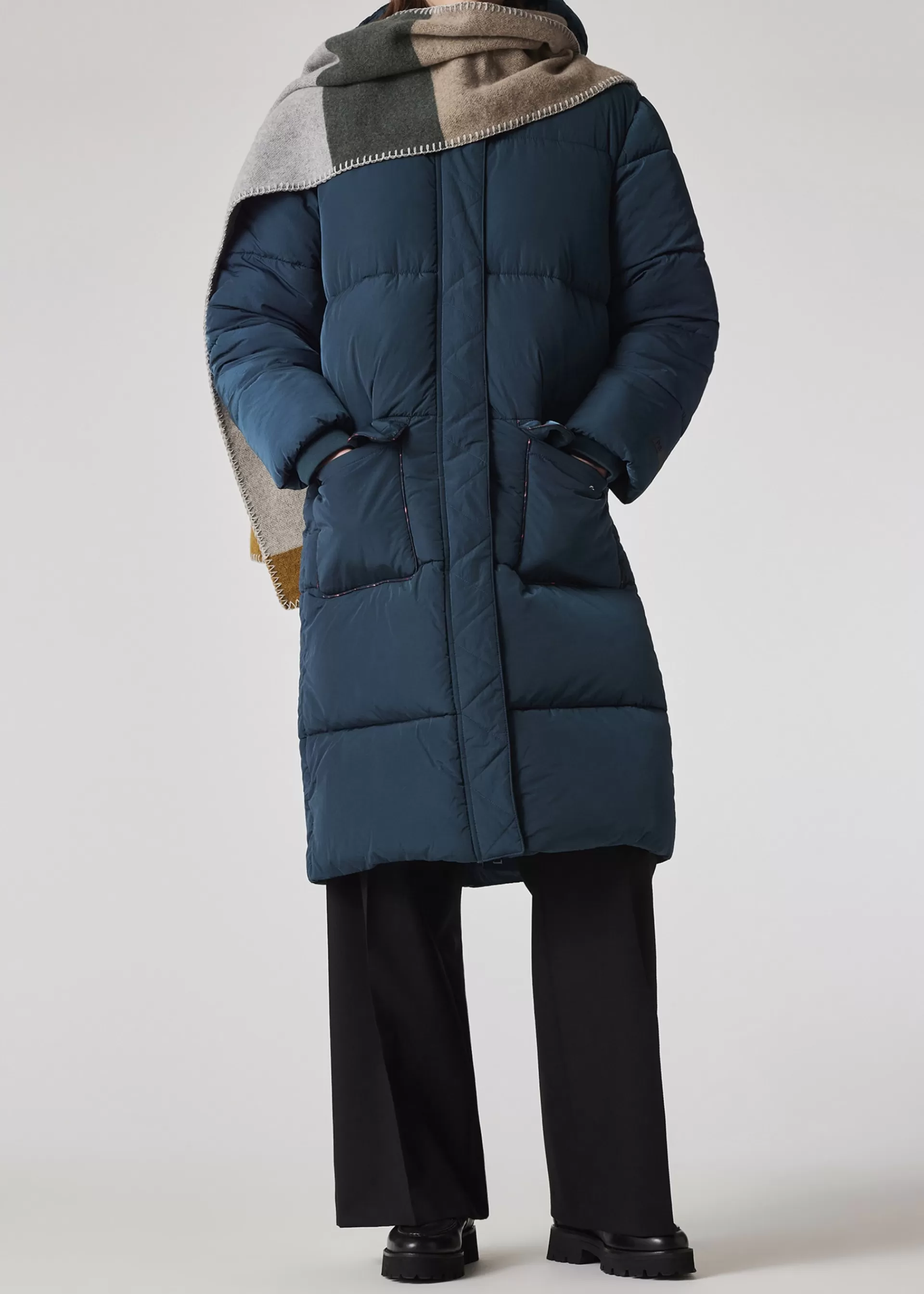 Women's Peacock Blue Recycled-Nylon Wadded Coat>Paul Smith Clearance