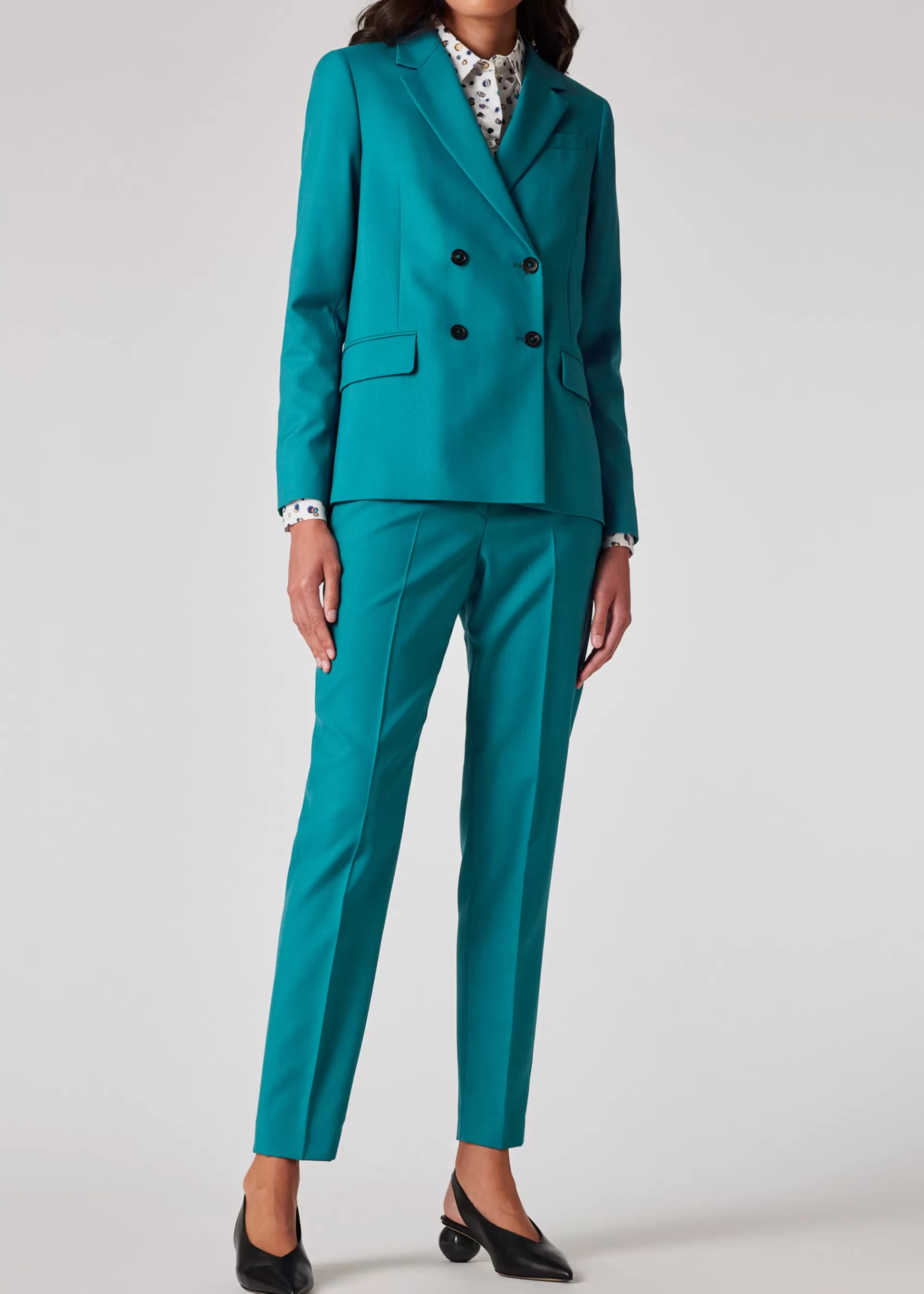 Women's Peacock Blue Wool Double-Breasted Blazer>Paul Smith Clearance