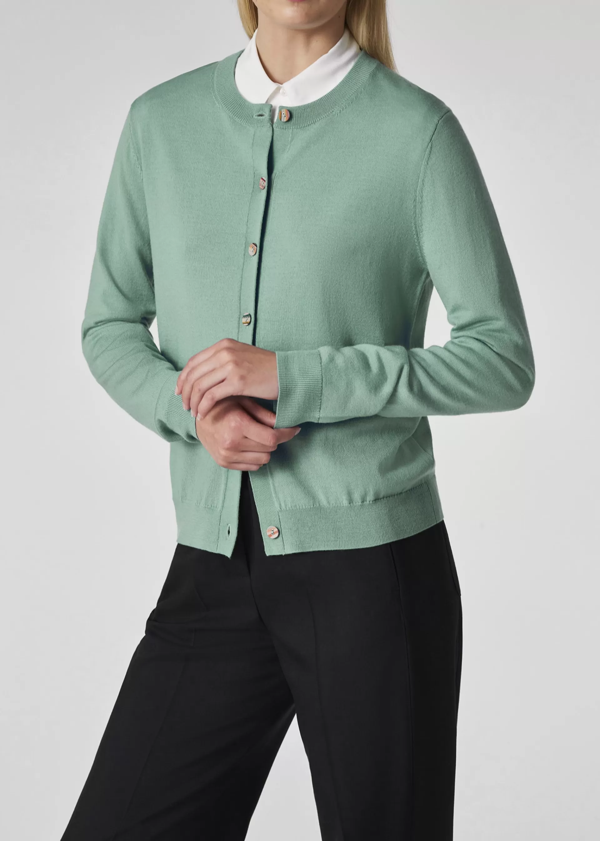 Women's Peacock Green Merino Cardigan with 'Swirl' Buttons>Paul Smith Fashion