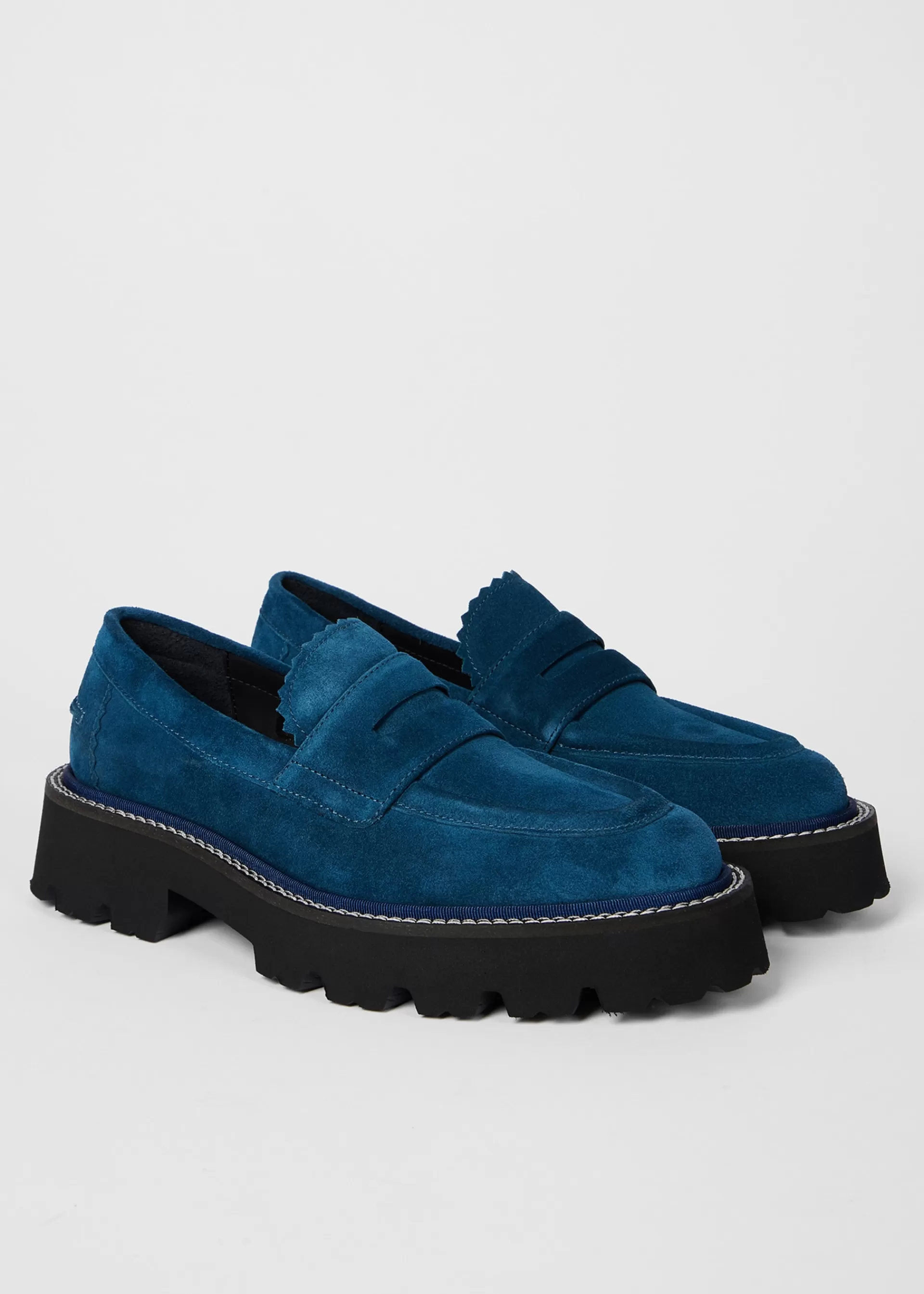 Women's Petrol Blue Chunky Suede 'Magpie' Loafers>Paul Smith Discount