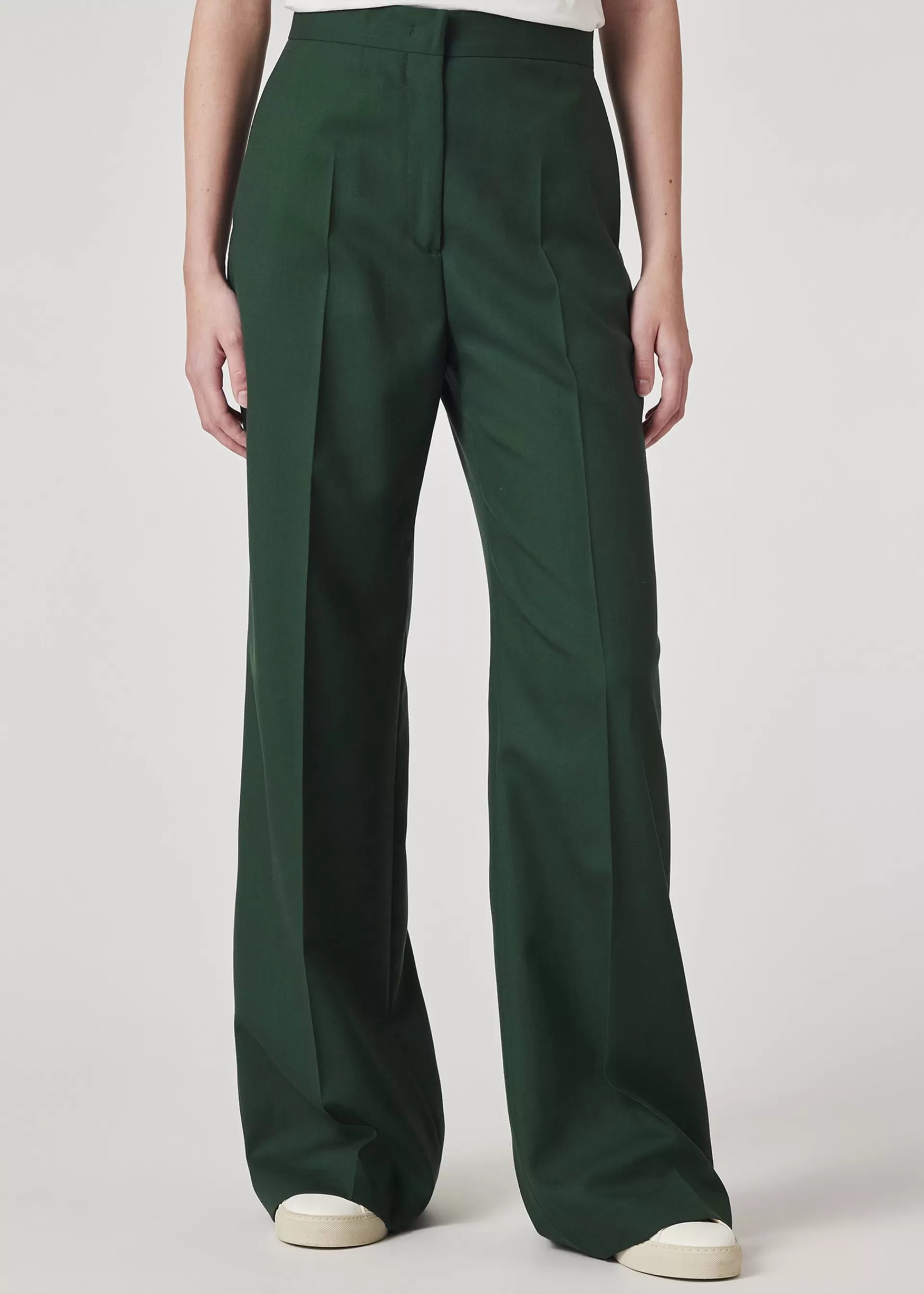 Women's Pine Green Wool Wide-Leg Trousers>Paul Smith Flash Sale