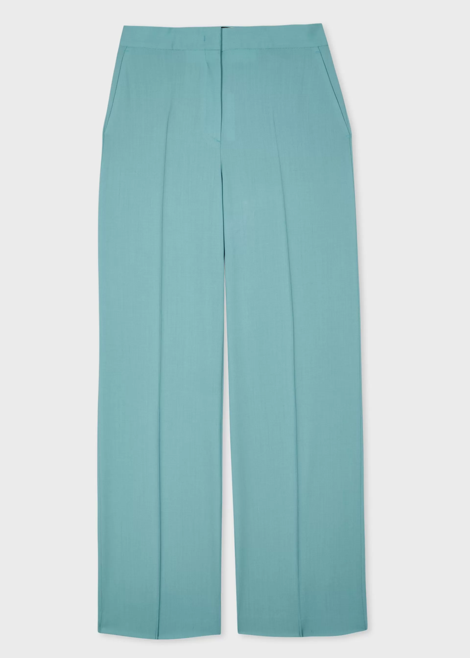 Women's Sea Green Wool Wide-Leg Trousers>Paul Smith Online