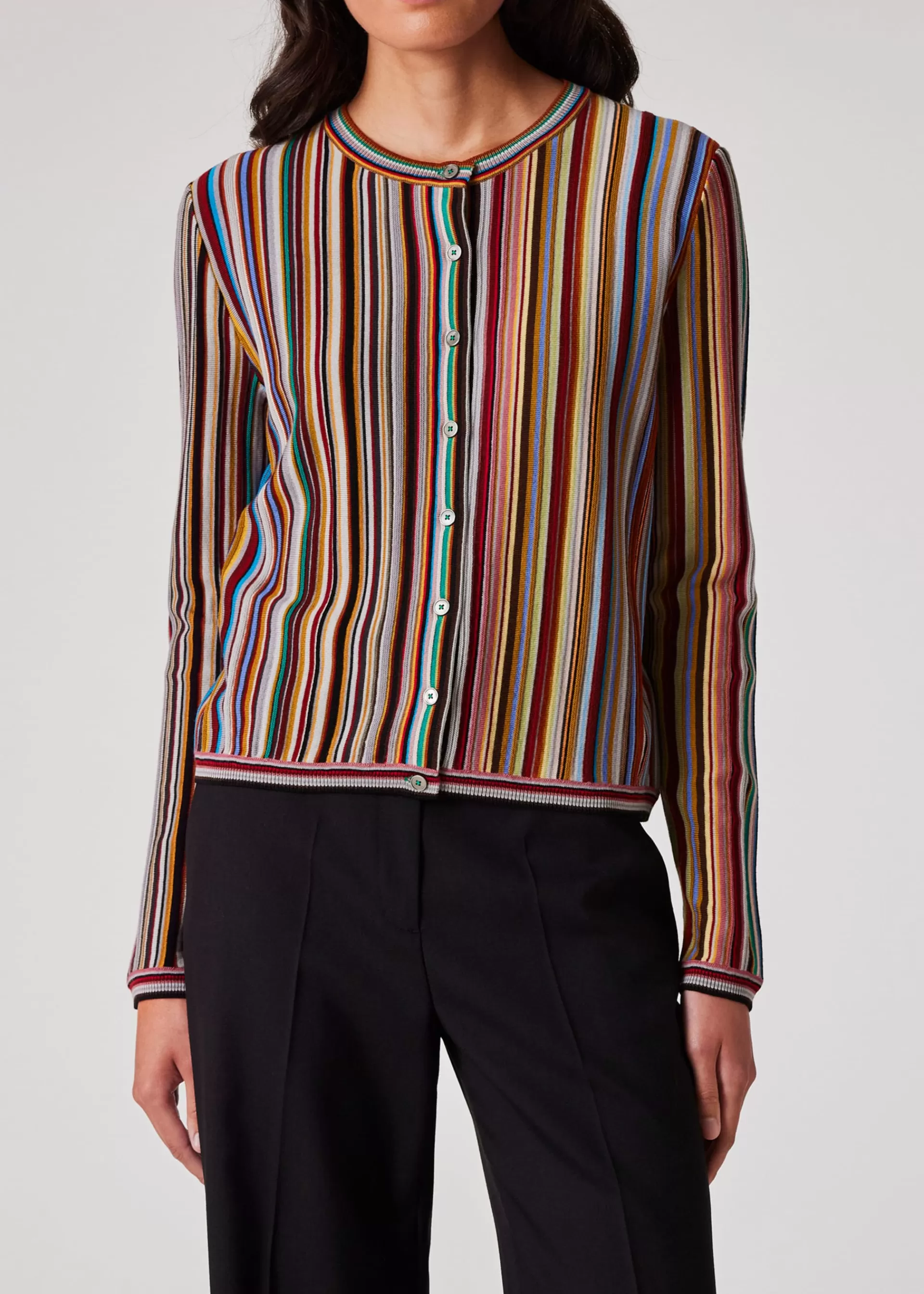 Women's 'Signature Stripe' Merino Wool Cardigan>Paul Smith Flash Sale
