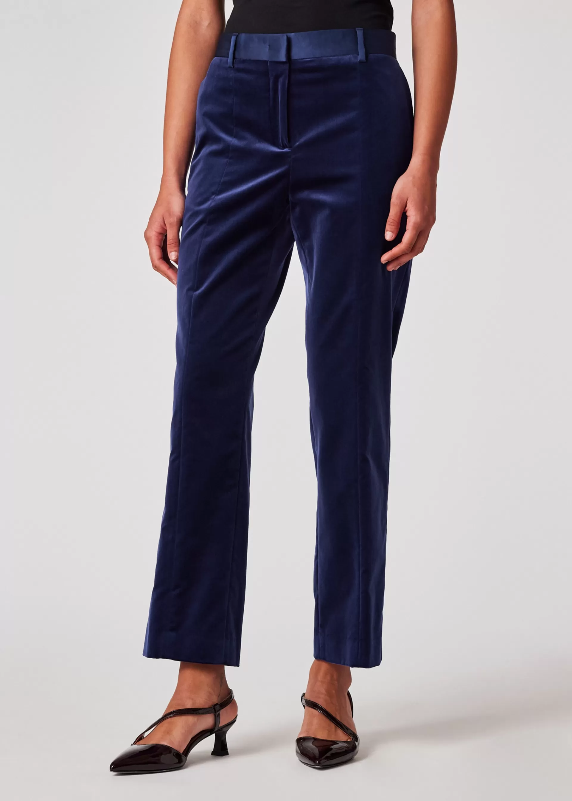 Women's Slim-Fit Dark Blue Velvet Trousers>Paul Smith Flash Sale