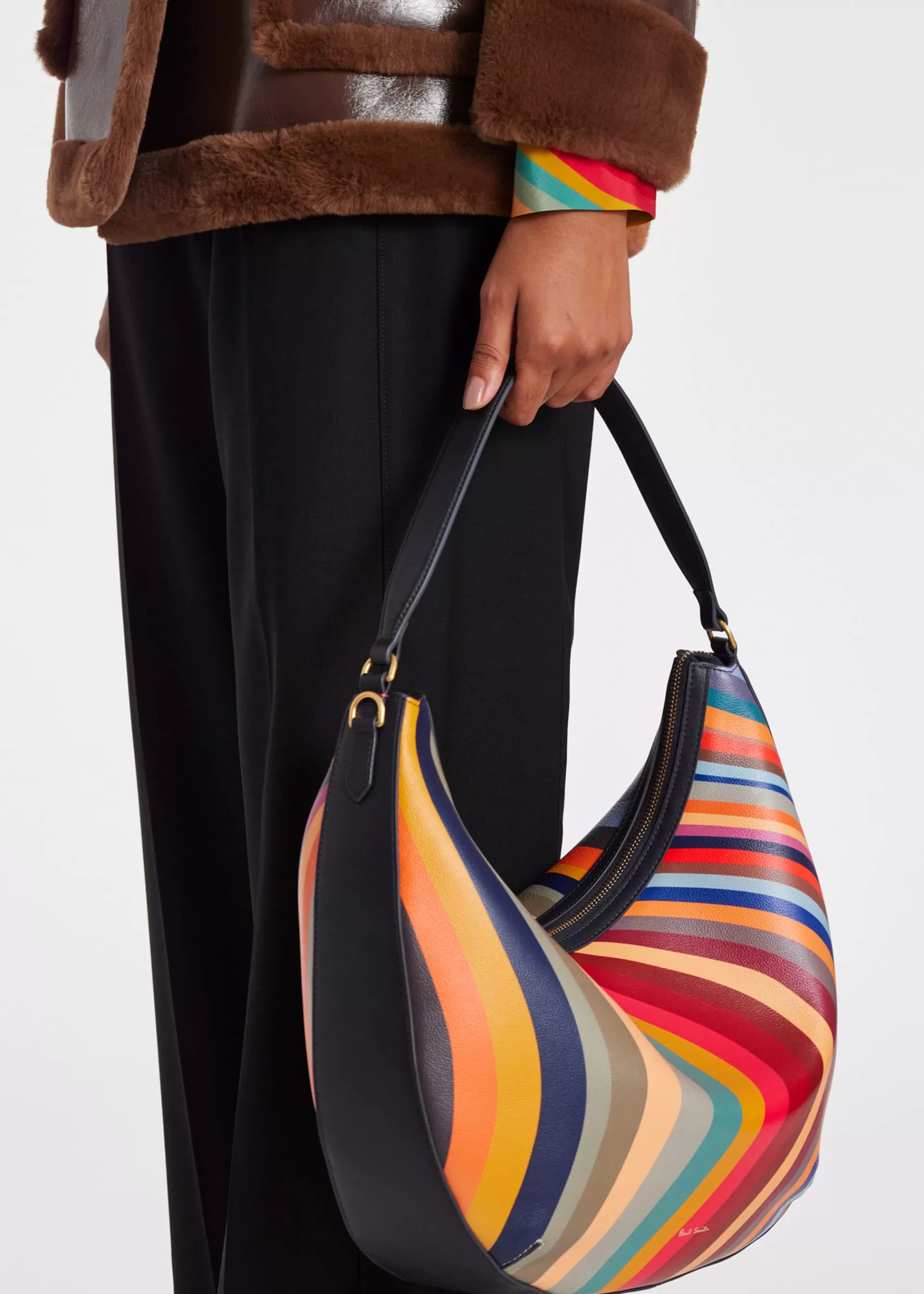 Women's '' Leather Medium Round Hobo Bag>Paul Smith Outlet