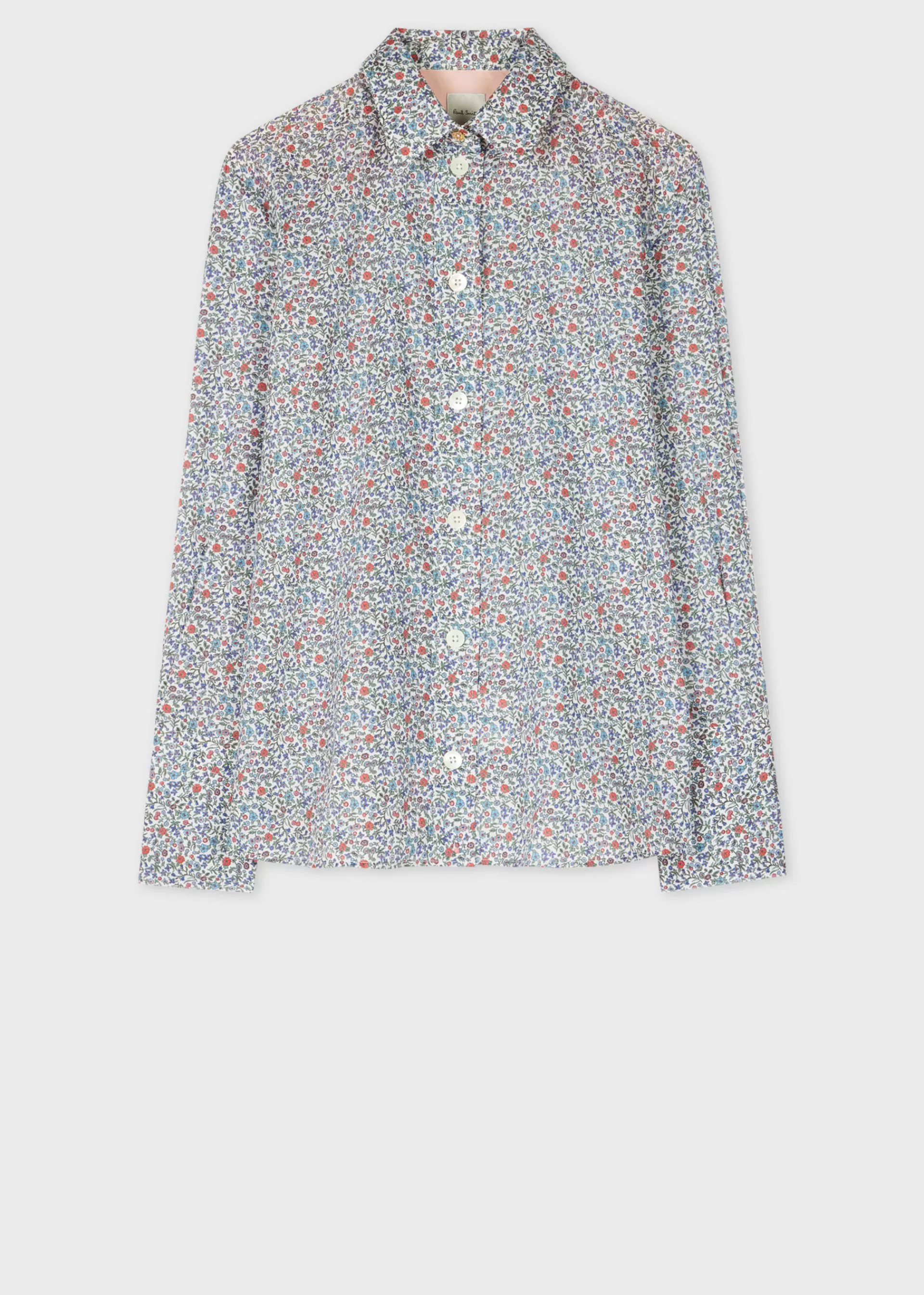 Women's Tailored-Fit Blue 'Liberty Floral' Print Shirt>Paul Smith Online