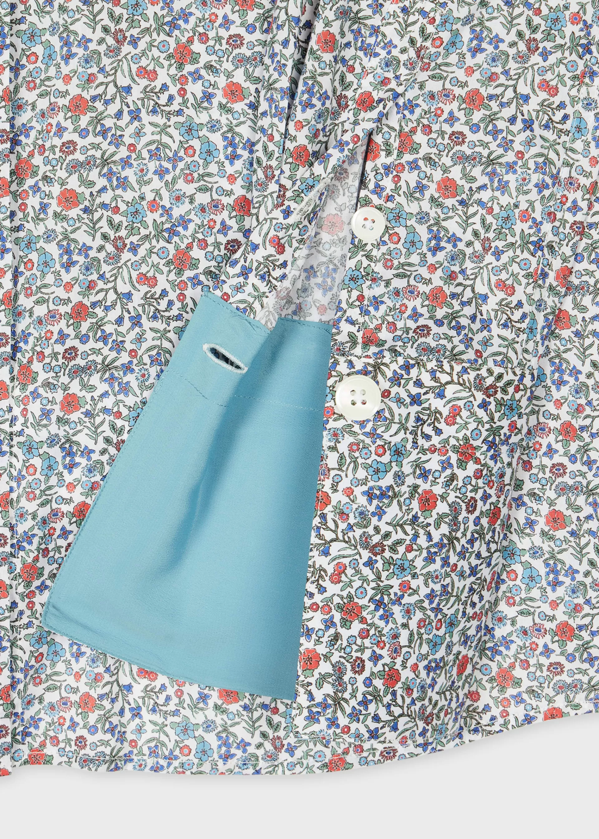 Women's Tailored-Fit Blue 'Liberty Floral' Print Shirt>Paul Smith Online