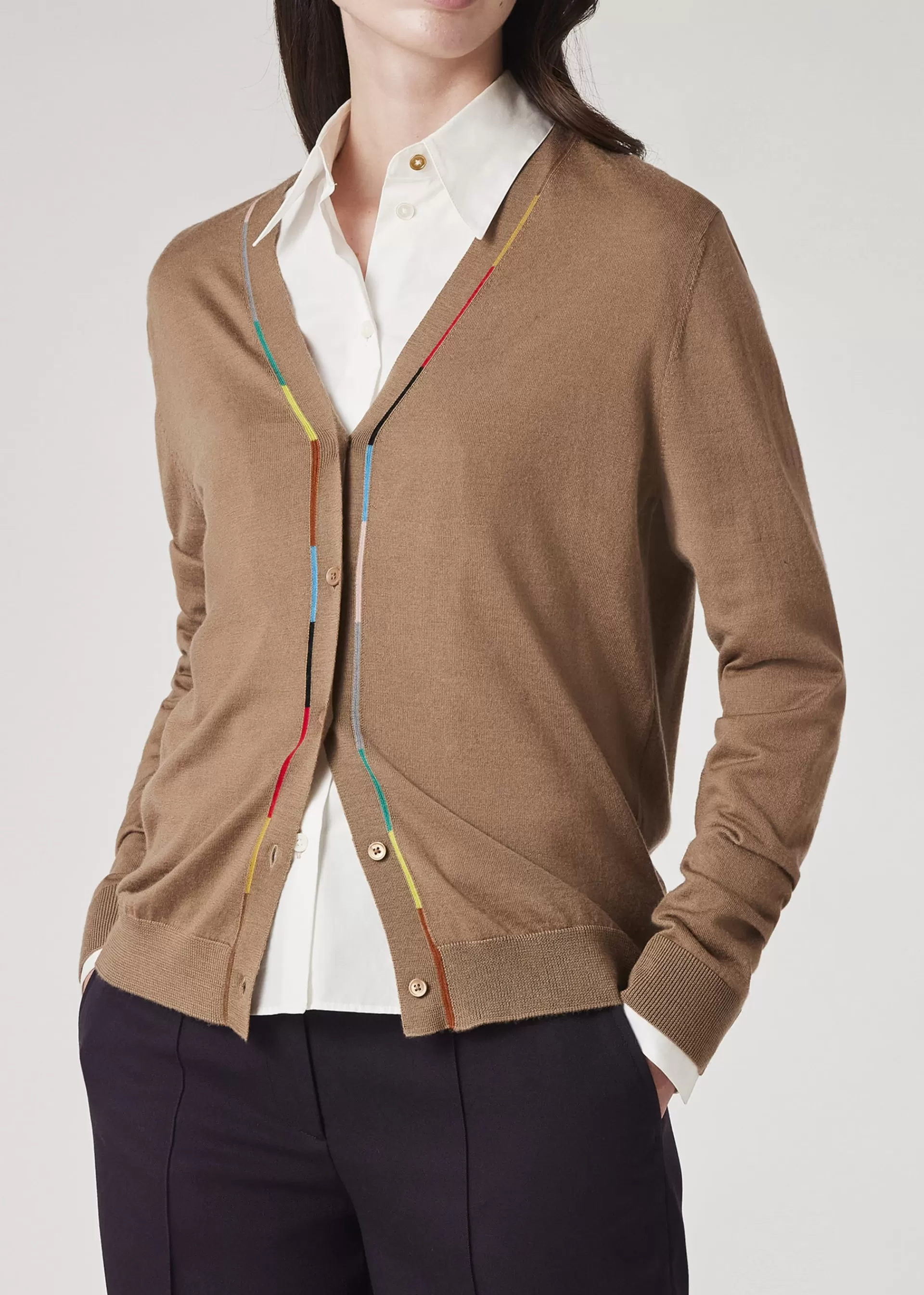 Women's Merino Knitted V-Neck Cardigan>Paul Smith Flash Sale